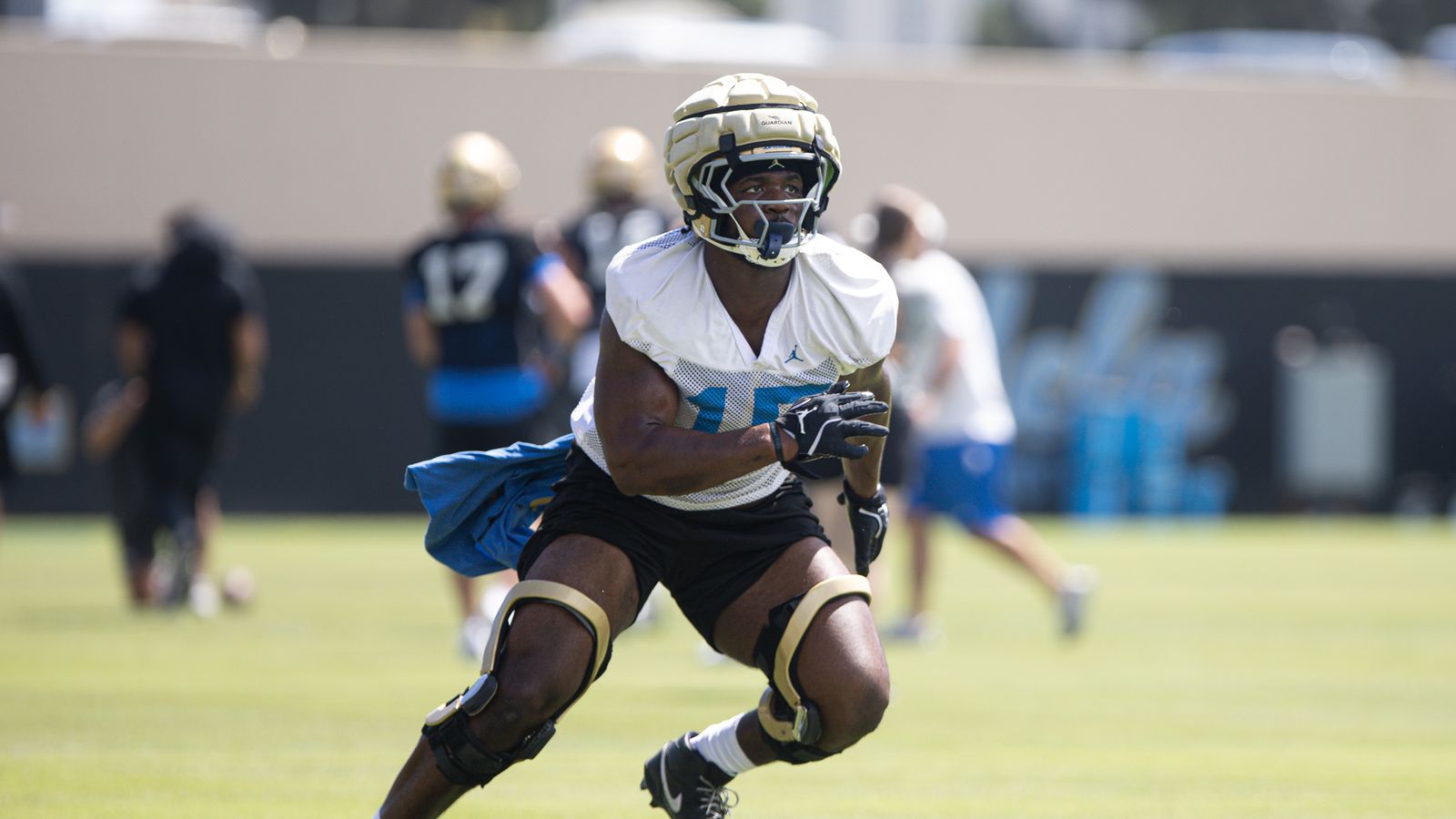 Sahir West in action during UCLA's practice session in Los Angeles.