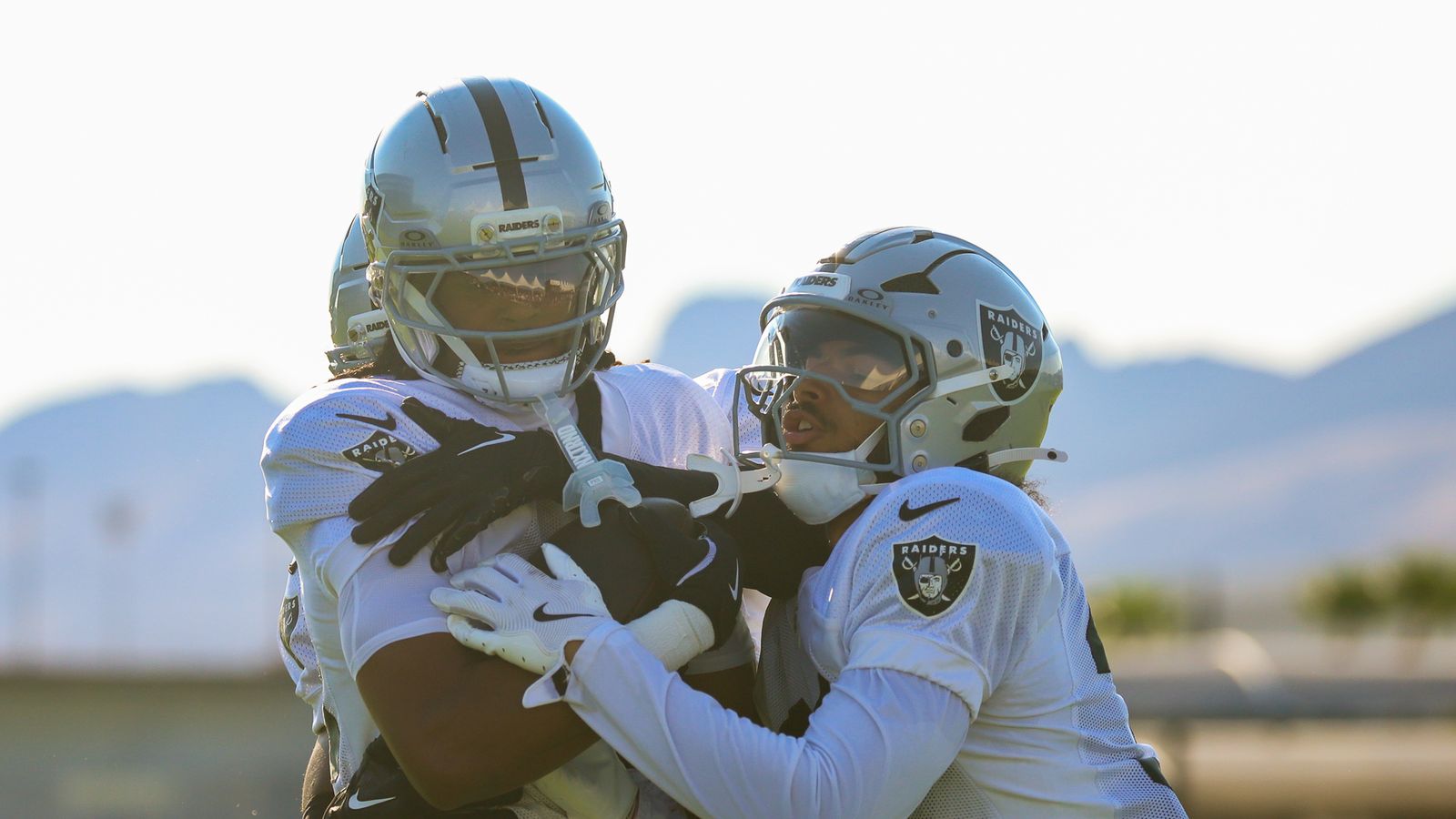 Treydan Stukes in action, blocking a pass at Raiders Camp