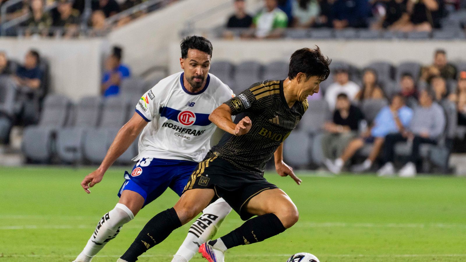 Son Heung-Min outmaneuvers a defender in Leagues Cup