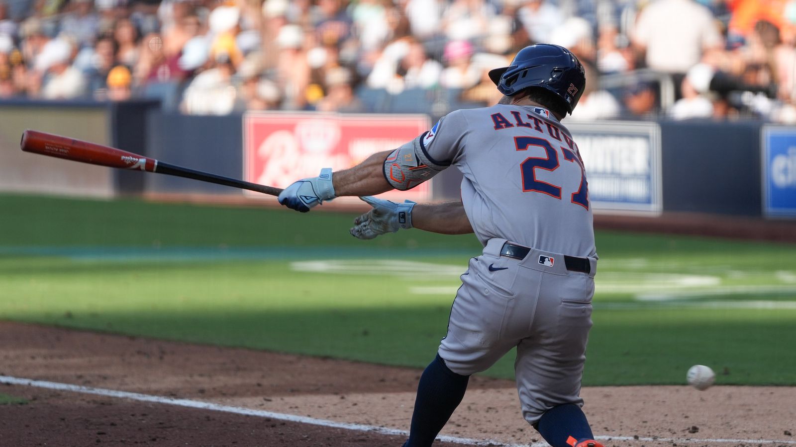 Jose Altuve misses a swing at Petco Park