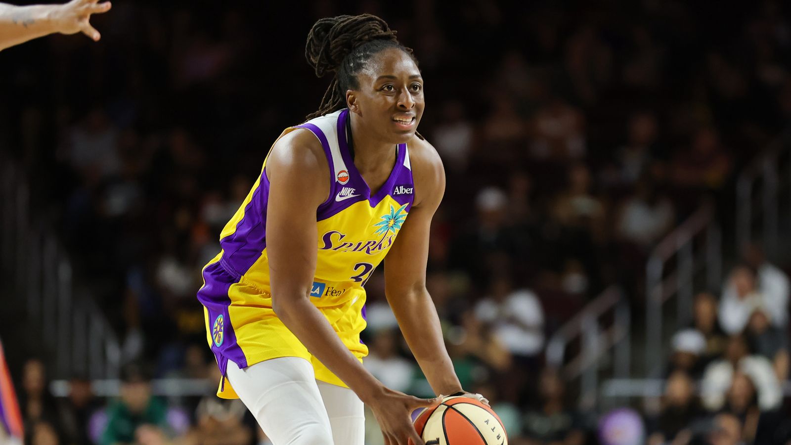 Nneka Ogwumike in action during a WNBA game