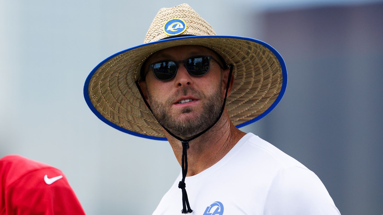 Kliff Kingsbury at Rams Village during Cowboys-Rams joint practice