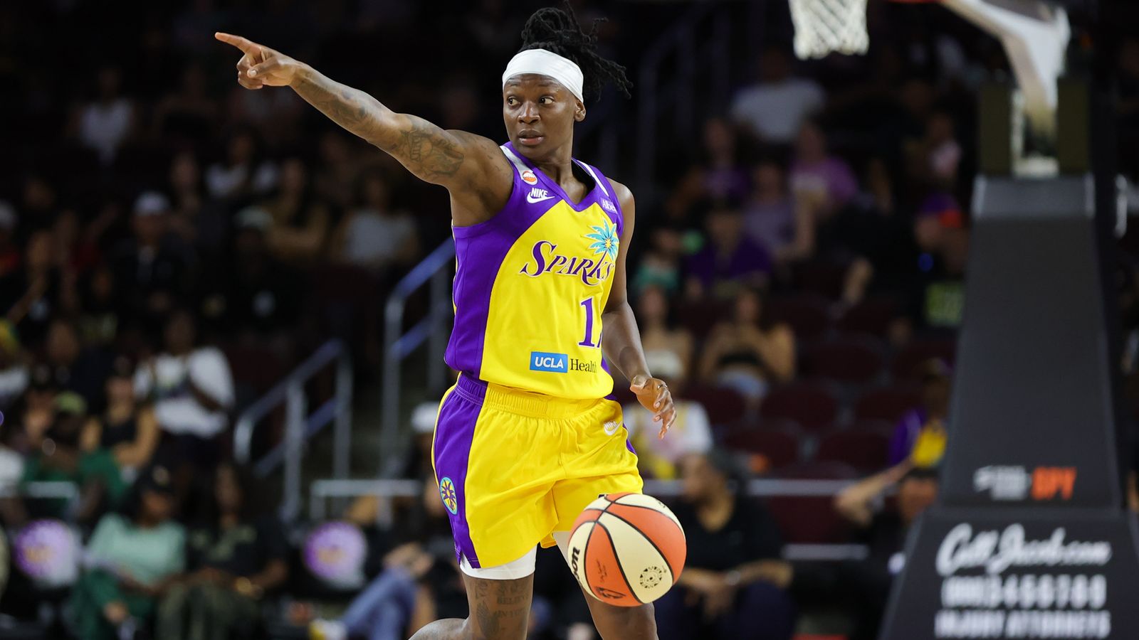 Erica Wheeler dribbles in a WNBA game