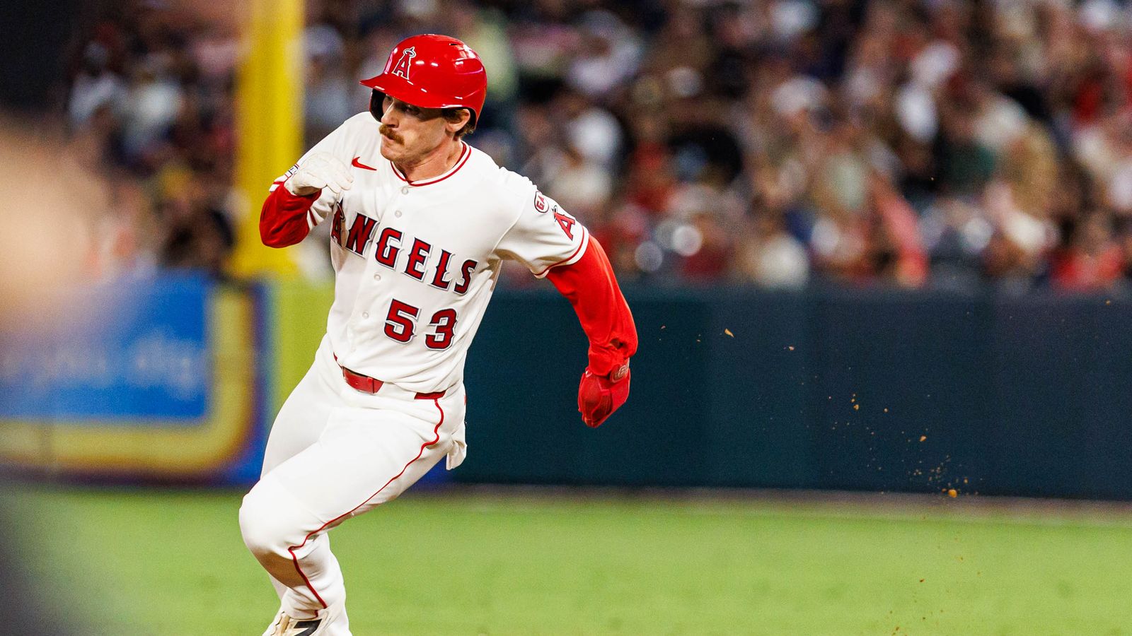 Wade Meckler races to second base in game against Rangers