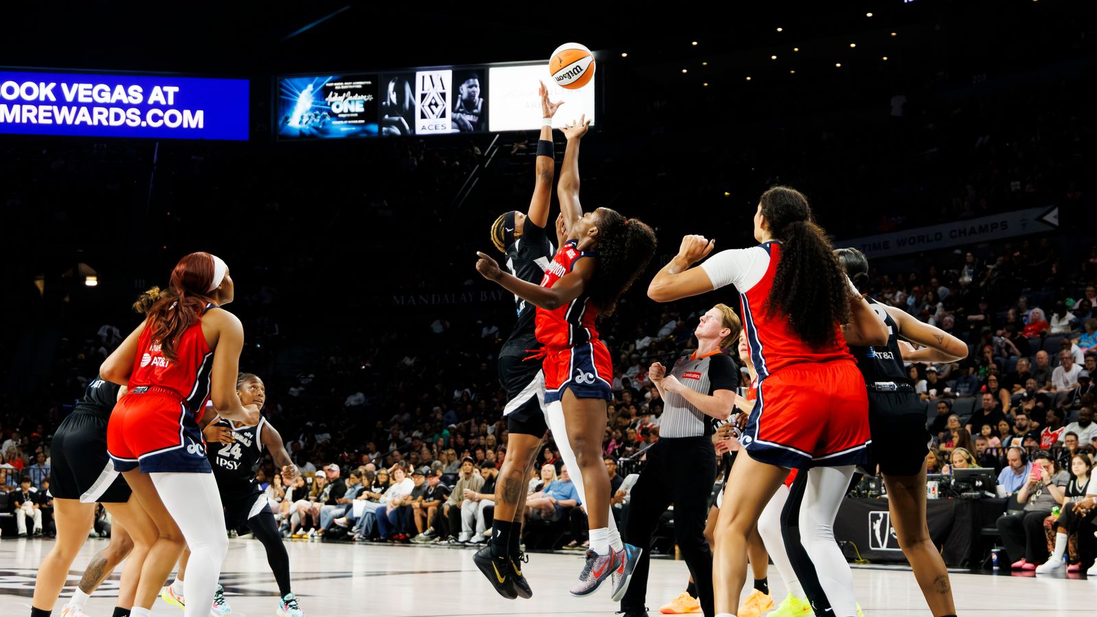 NaLyssa Smith wins the jump ball in a crucial WNBA matchup