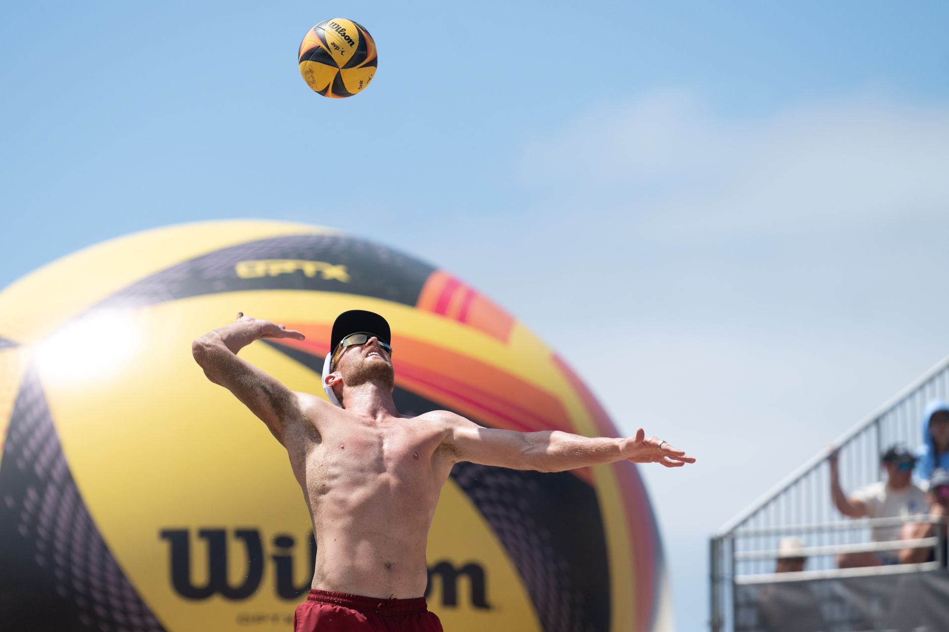 Paul Lotman executes a powerful jump serve