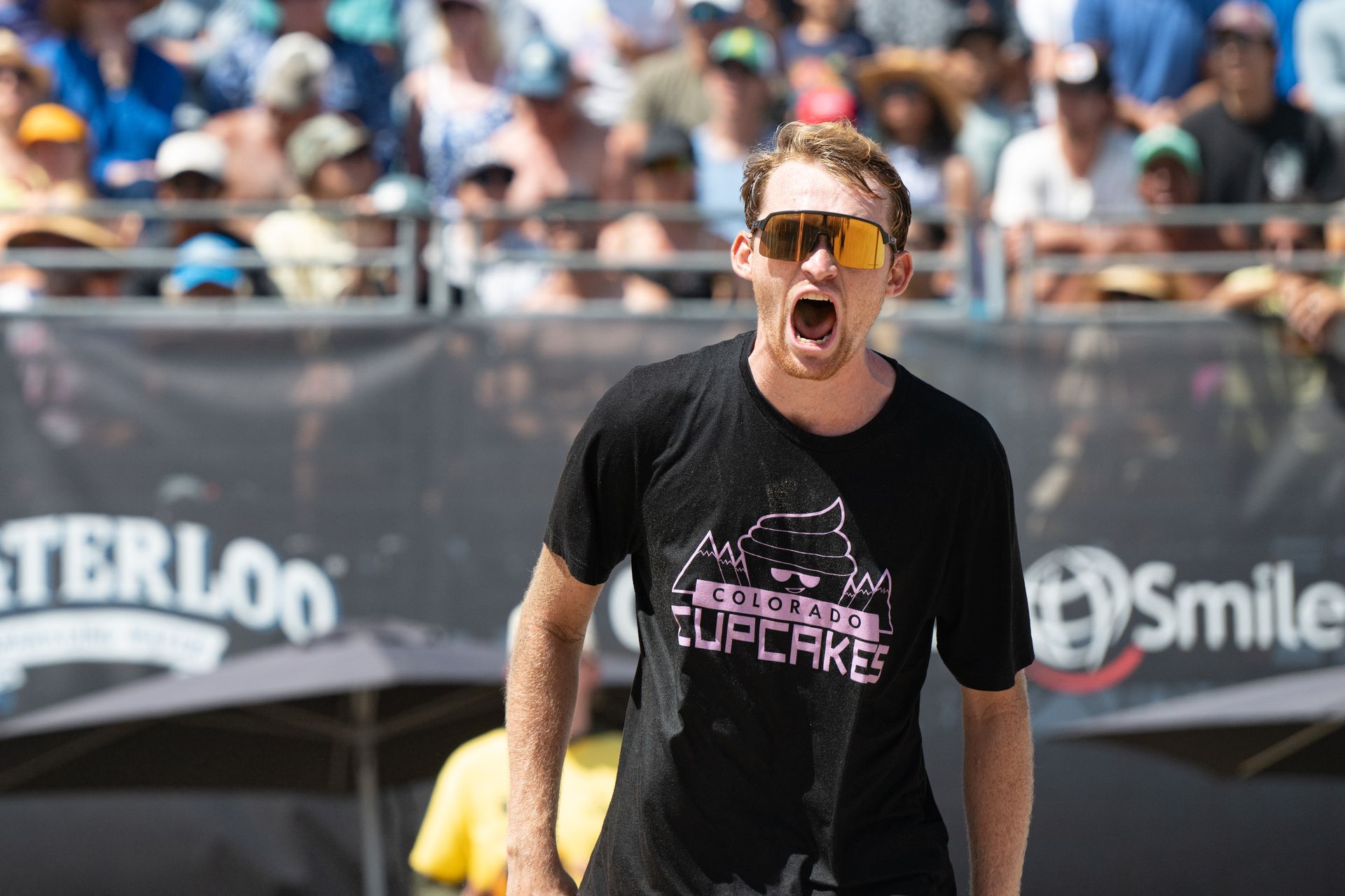 Gage Basey's reaction after a winning point