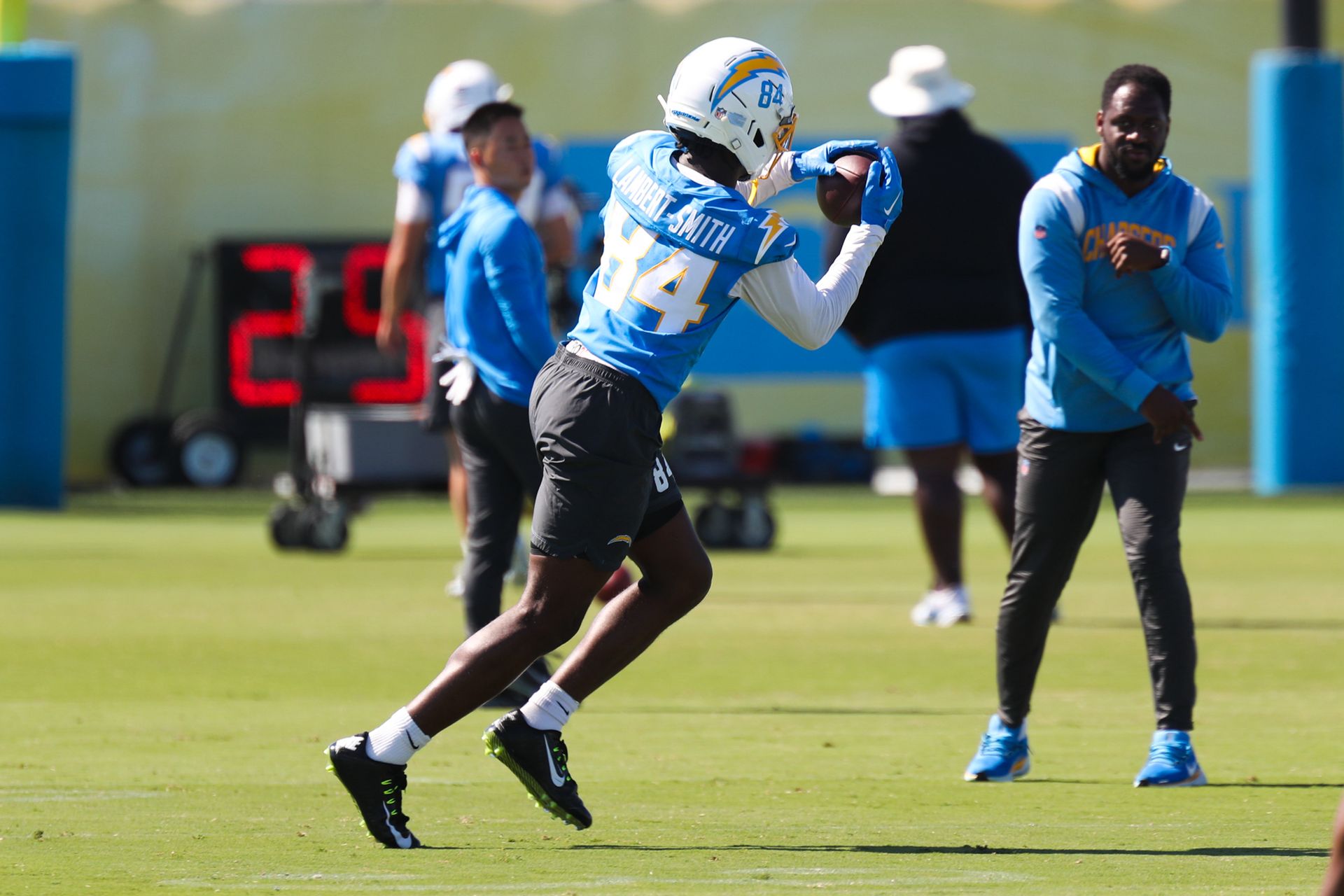 KeAndre Lambert-Smith #84 Catches Pass at Training Camp