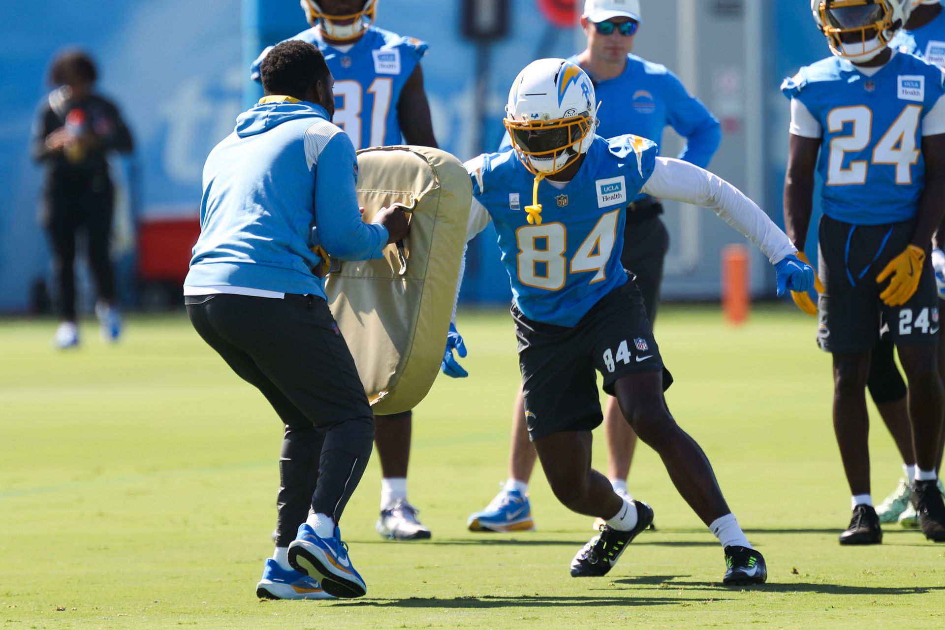 KeAndre Lambert-Smith #84 in Drills at Chargers Camp