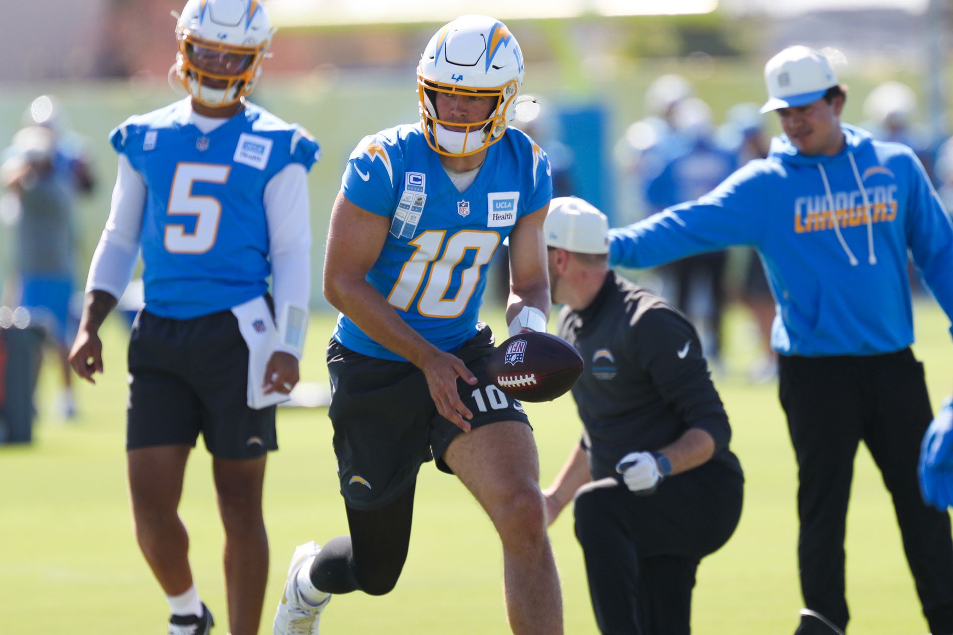 Justin Herbert #10 in Action at Chargers Training Camp