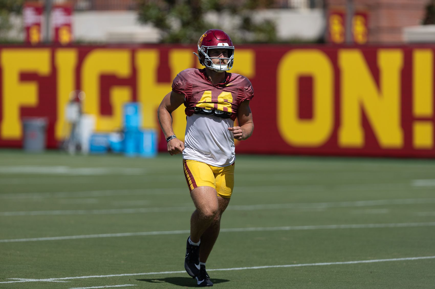 Dylan Black (46) After Drills at USC Football Practice