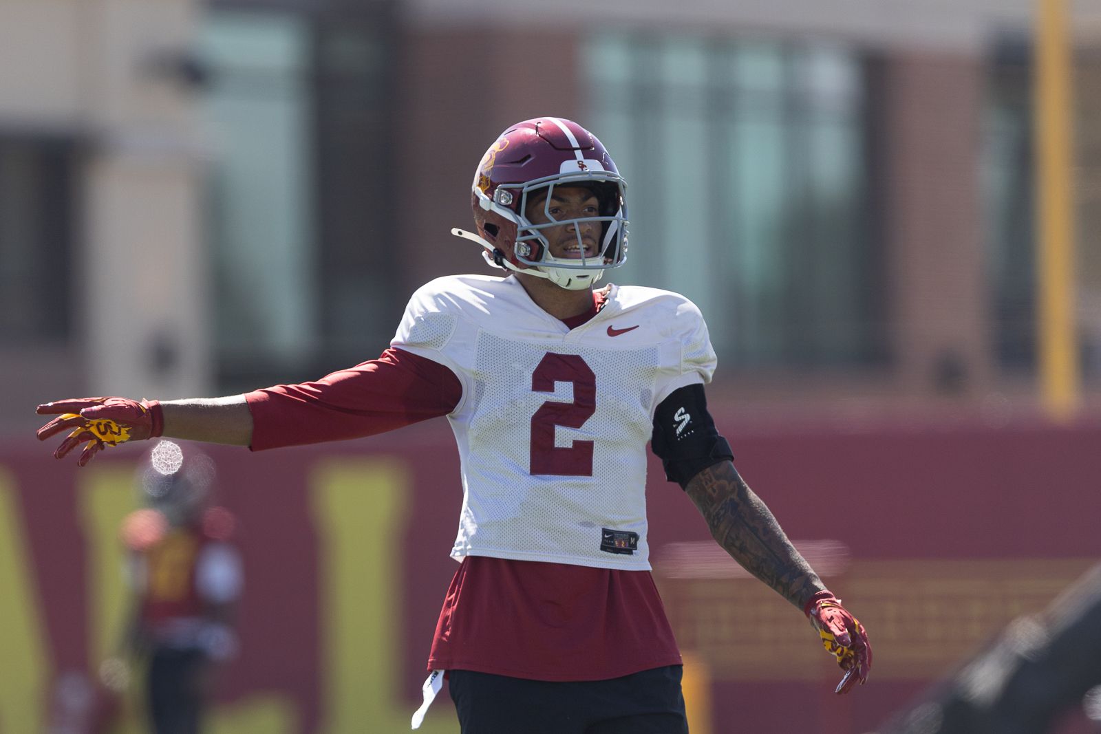 Elbert 'Rock' Hill IV in action at USC practice