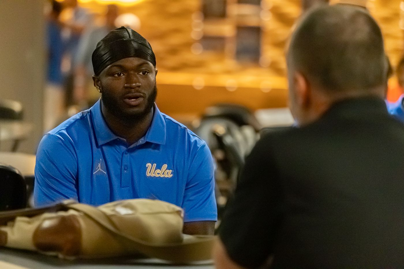 UCLA players interact with media at Pauley Pavilion event