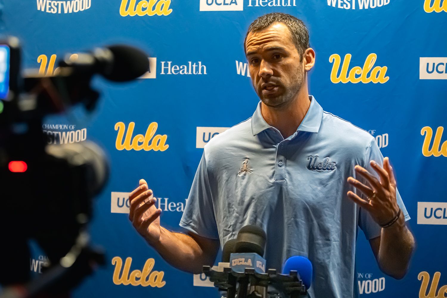 Dean Kennedy fields media questions at UCLA Media Day