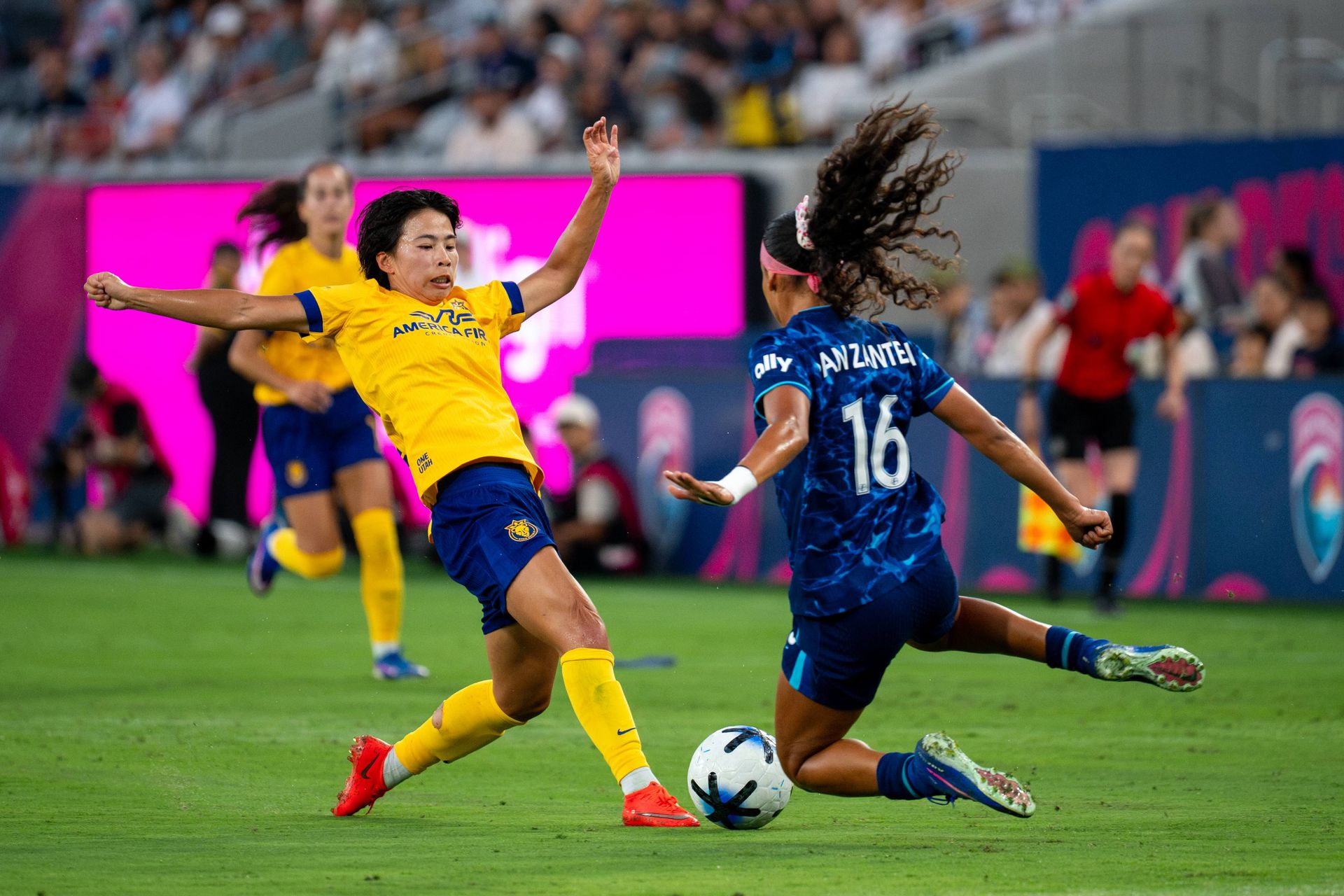 Mimi Van Zanten's daring slide tackle during the NWSL game.