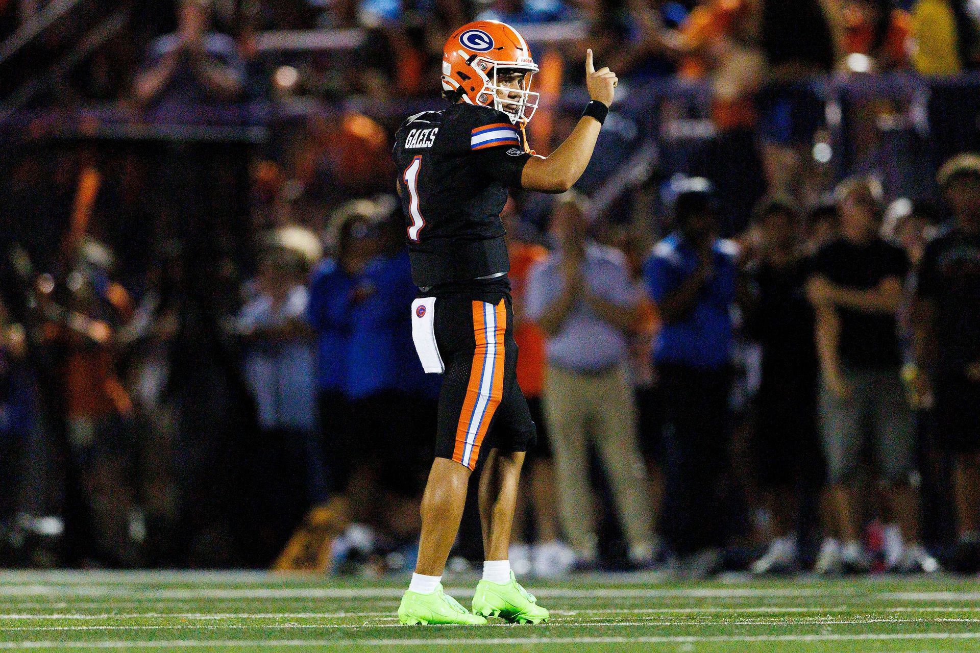 Ace Amina celebrates during Bishop Gorman's game against St. John Bosco