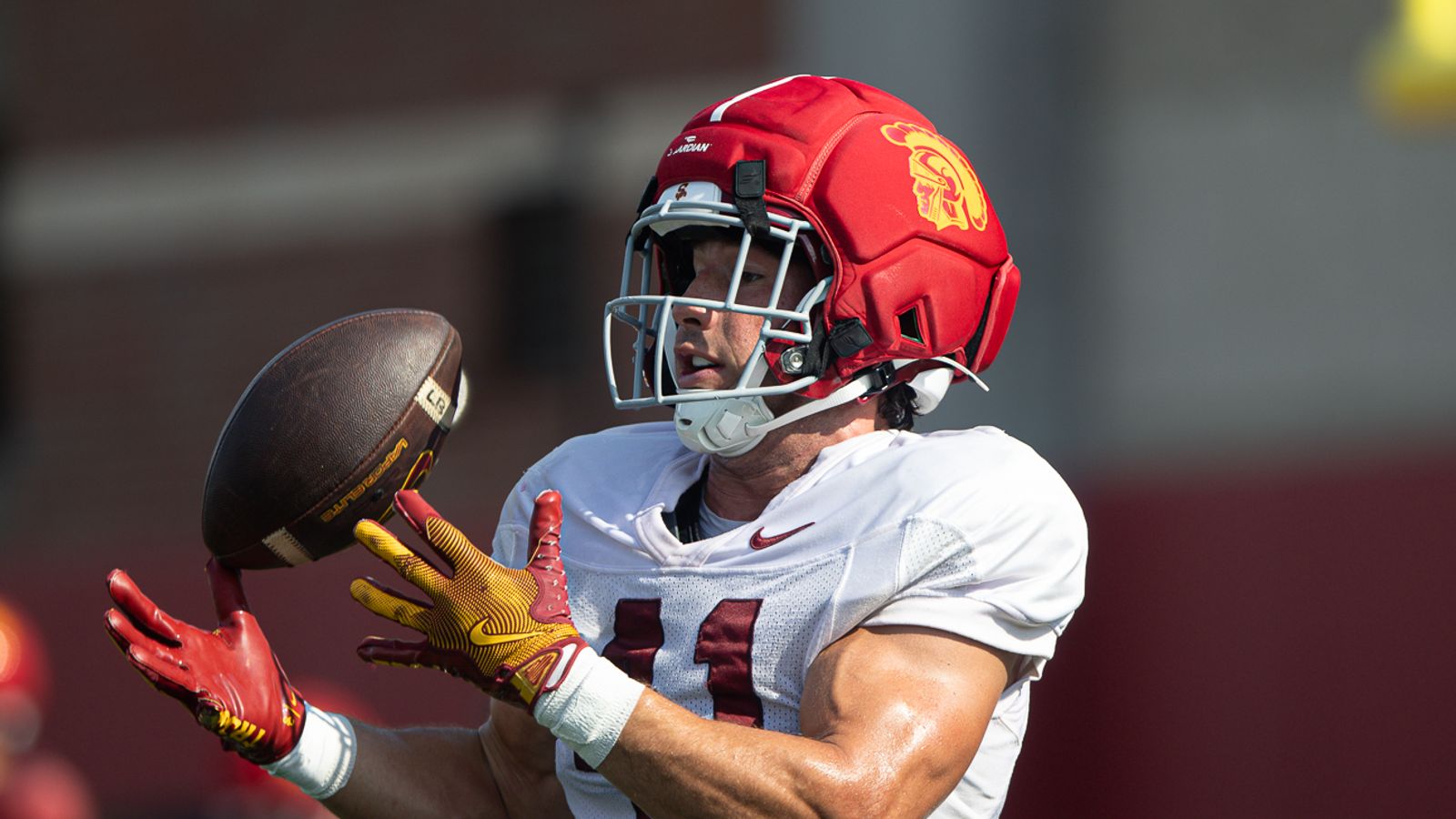 Ryan O'Connell (41) Catches a Pass at USC Practice