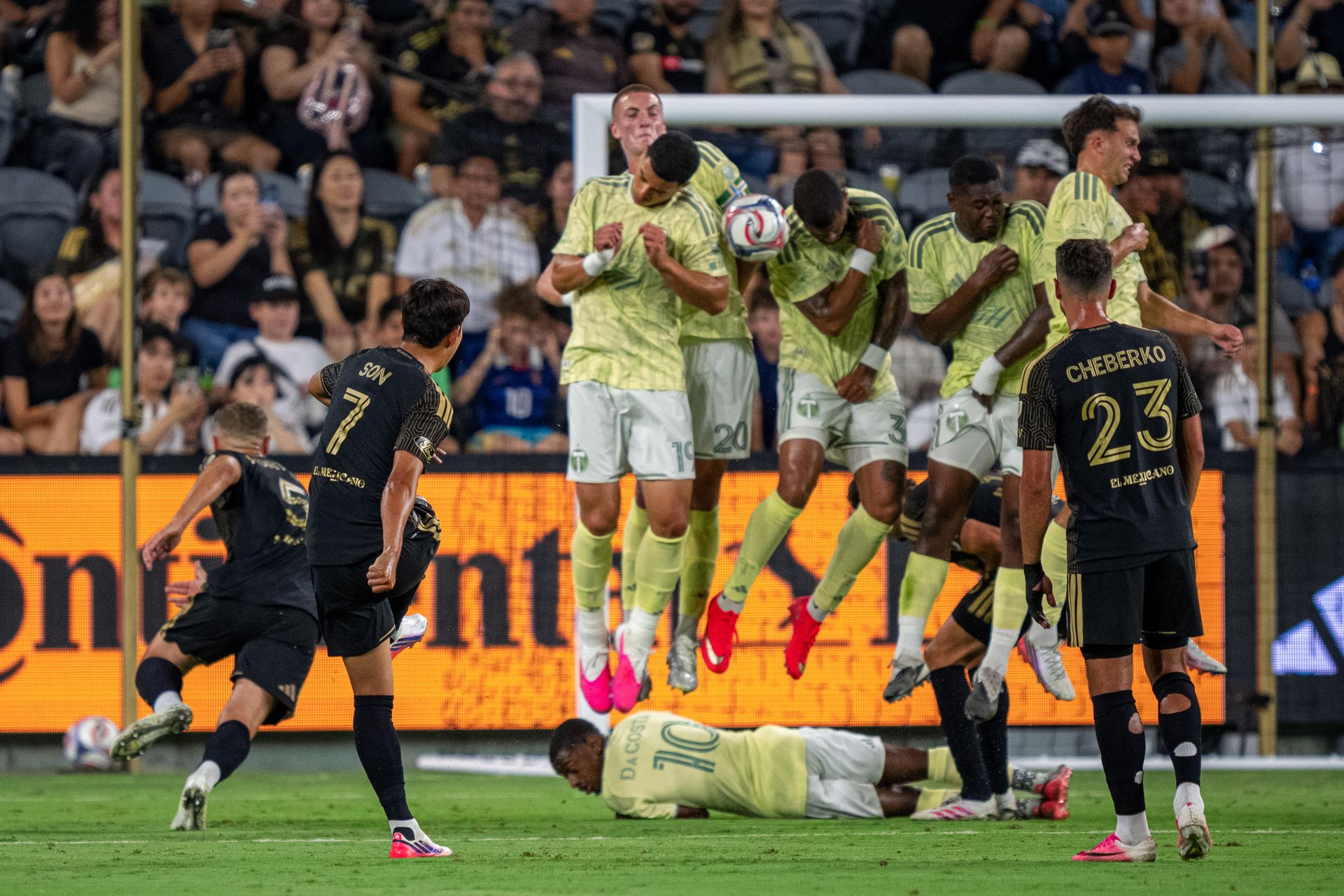 Son Heung-Min takes a penalty kick for LAFC