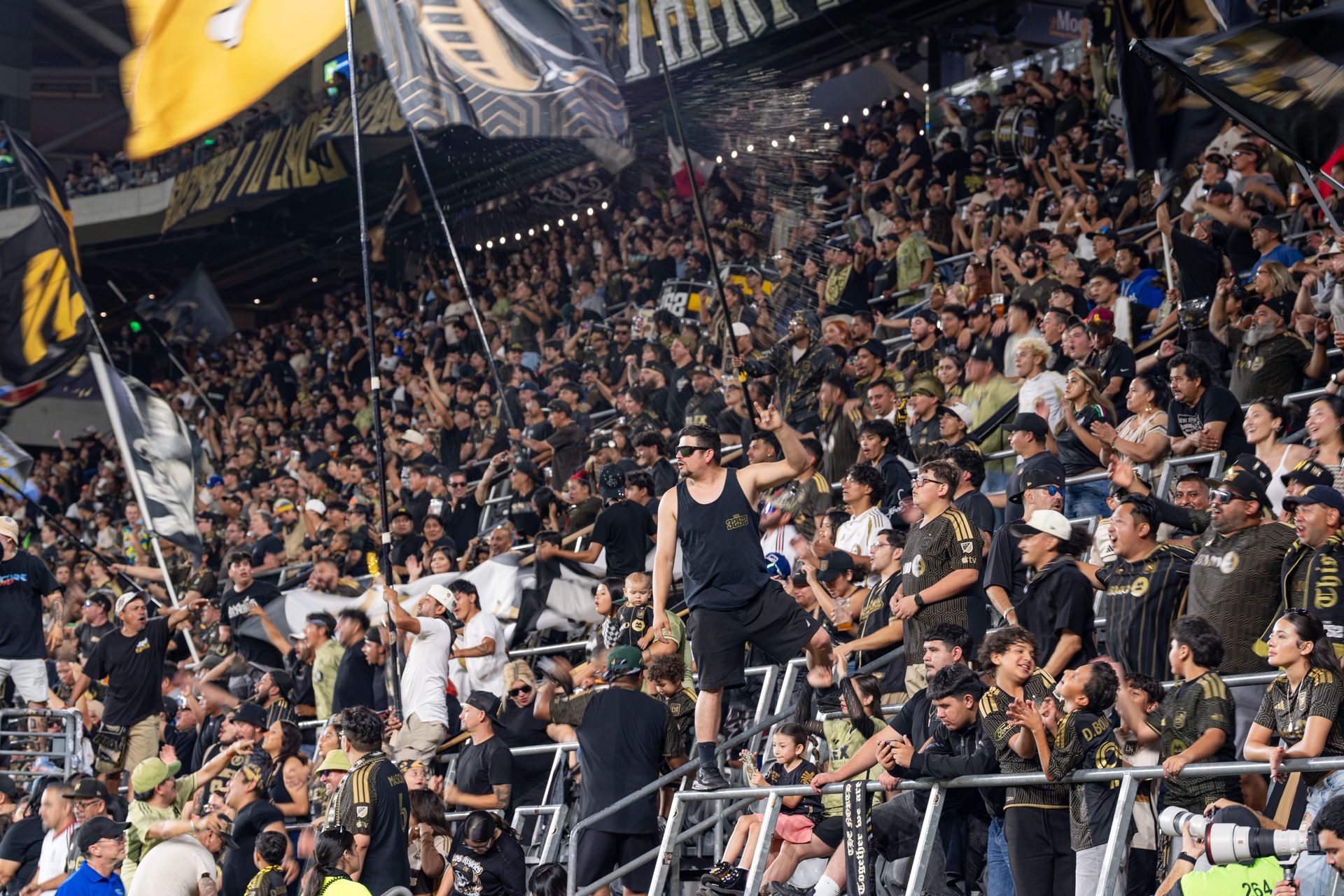 LAFC fans celebrate a goal in MLS match