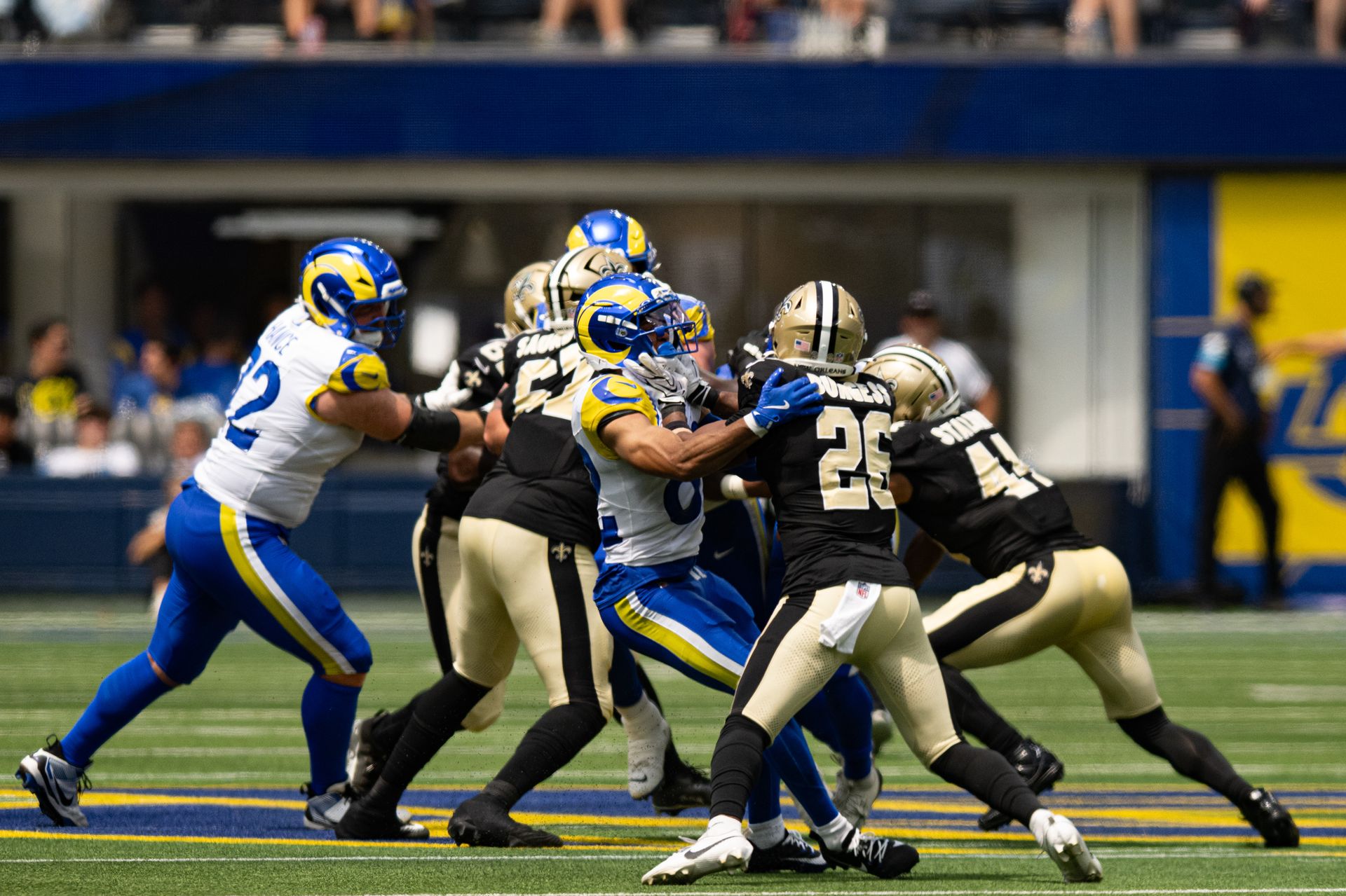 Players tangle in Rams vs. Saints NFL preseason clash at SoFi Stadium