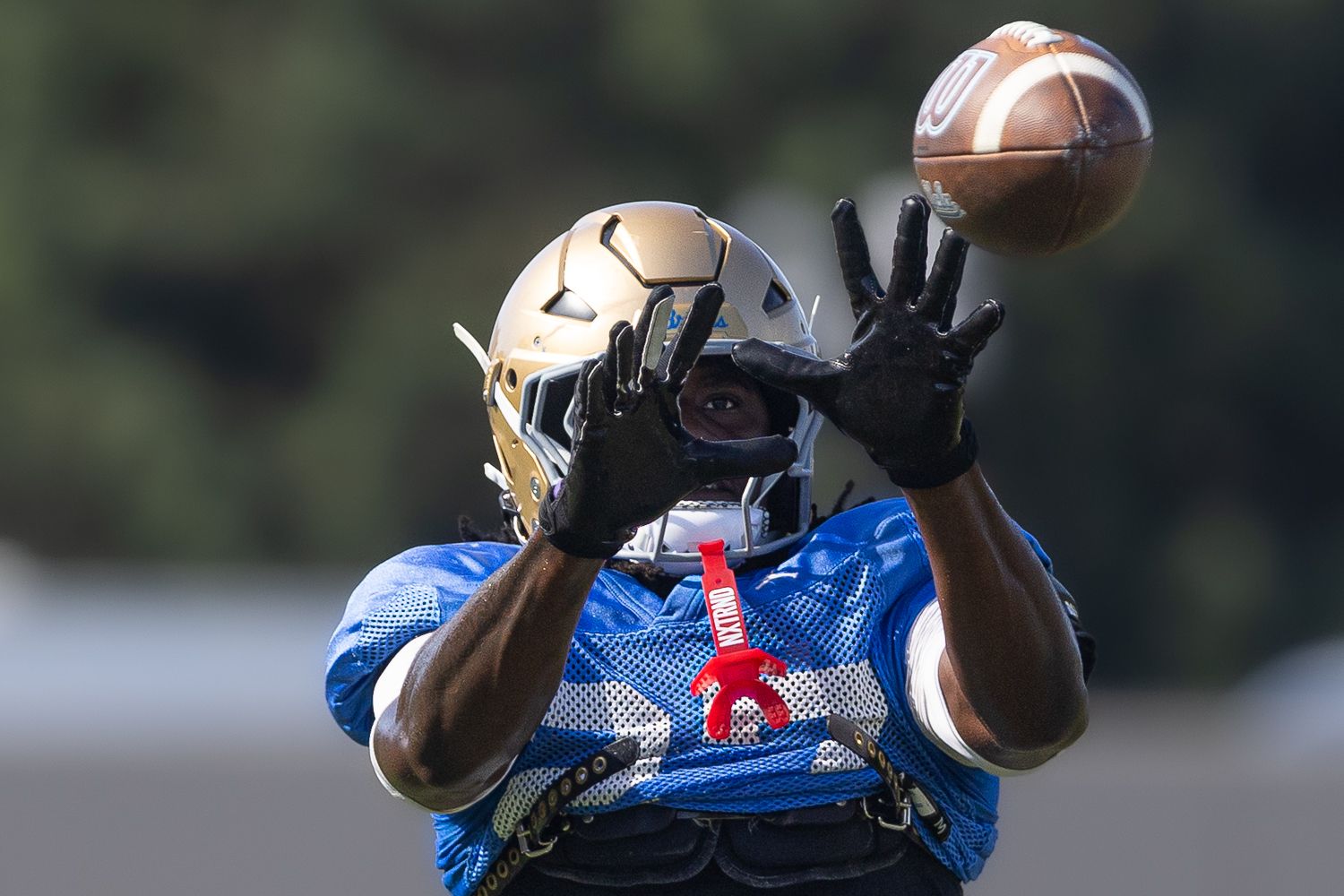 Ta'Shawn James Catches Pass at UCLA Practice