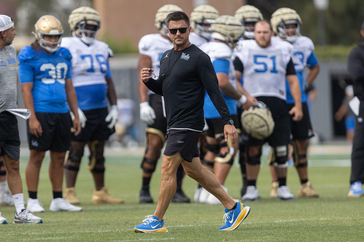 UCLA Head Coach Bob Chesney oversees practice in Los Angeles