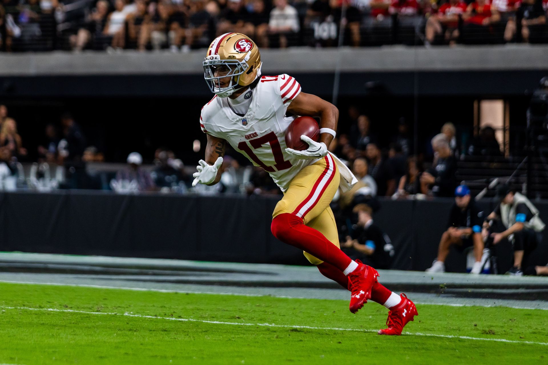 Jordan Watkins returns a kickoff for the 49ers