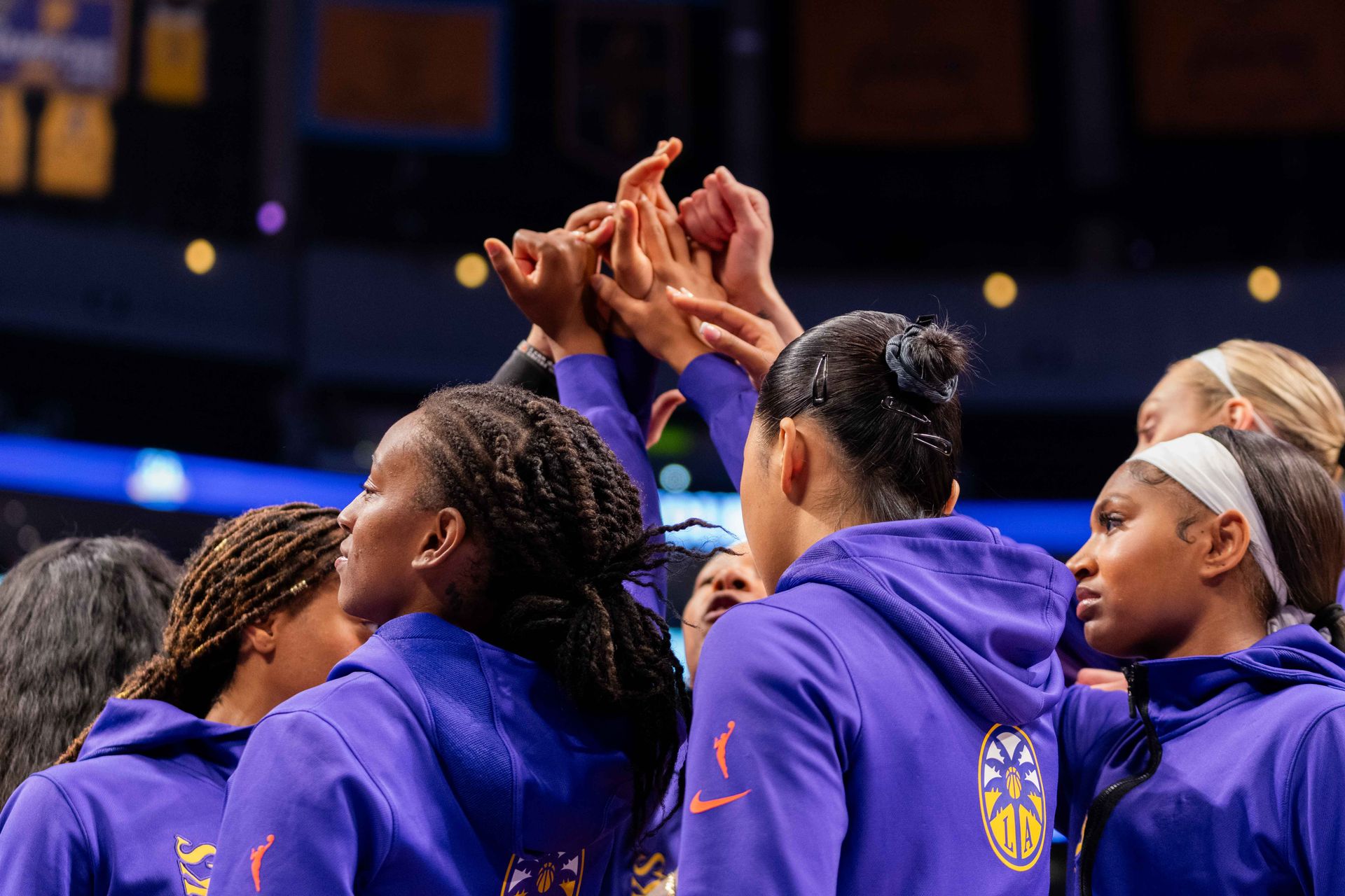 LA Sparks Team Huddle vs. Washington Mystics