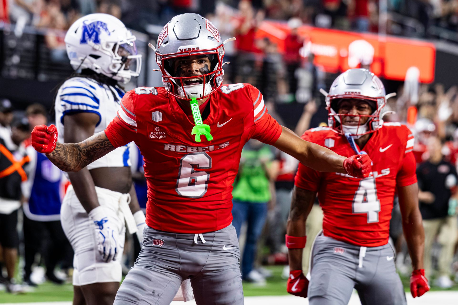 Kayden McGee reacts to his touchdown