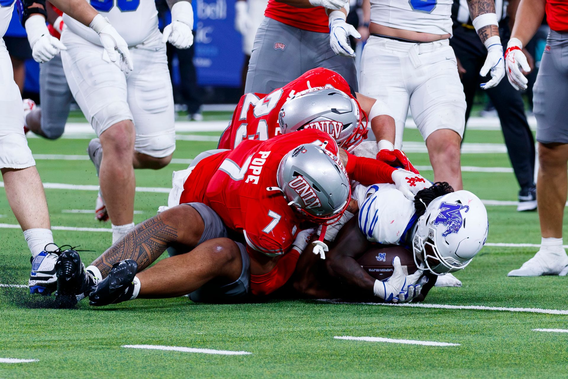 Jake Pope and Cam Santee make a defensive stop