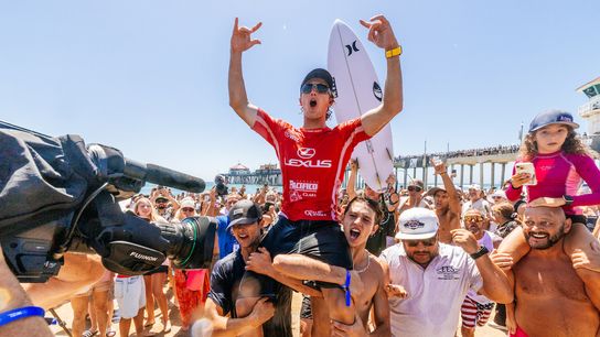 Jake Marshall of the United States after winning the Final at the Lexus US Open of Surfing.