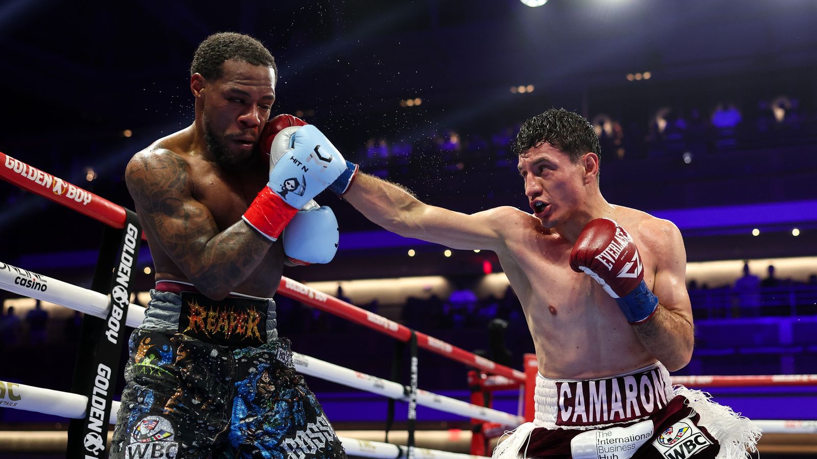 William Zepeda delivers a powerful right jab to Lamont Roach Jr.