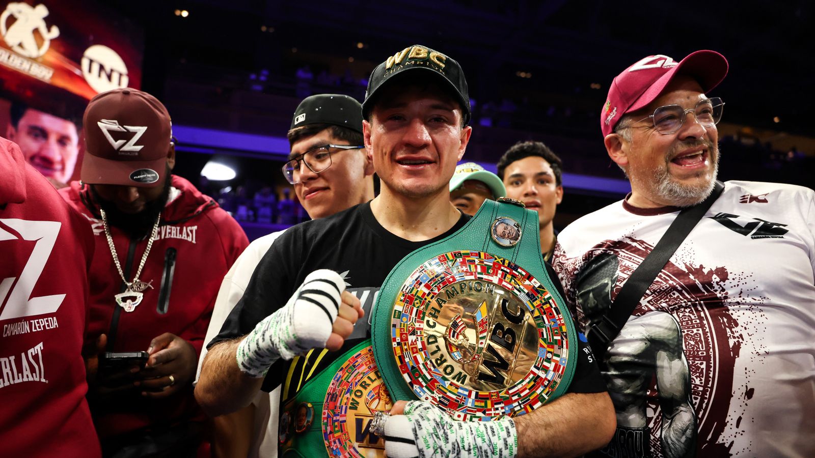 Champion William Zepeda poses with the WBC Lightweight belt