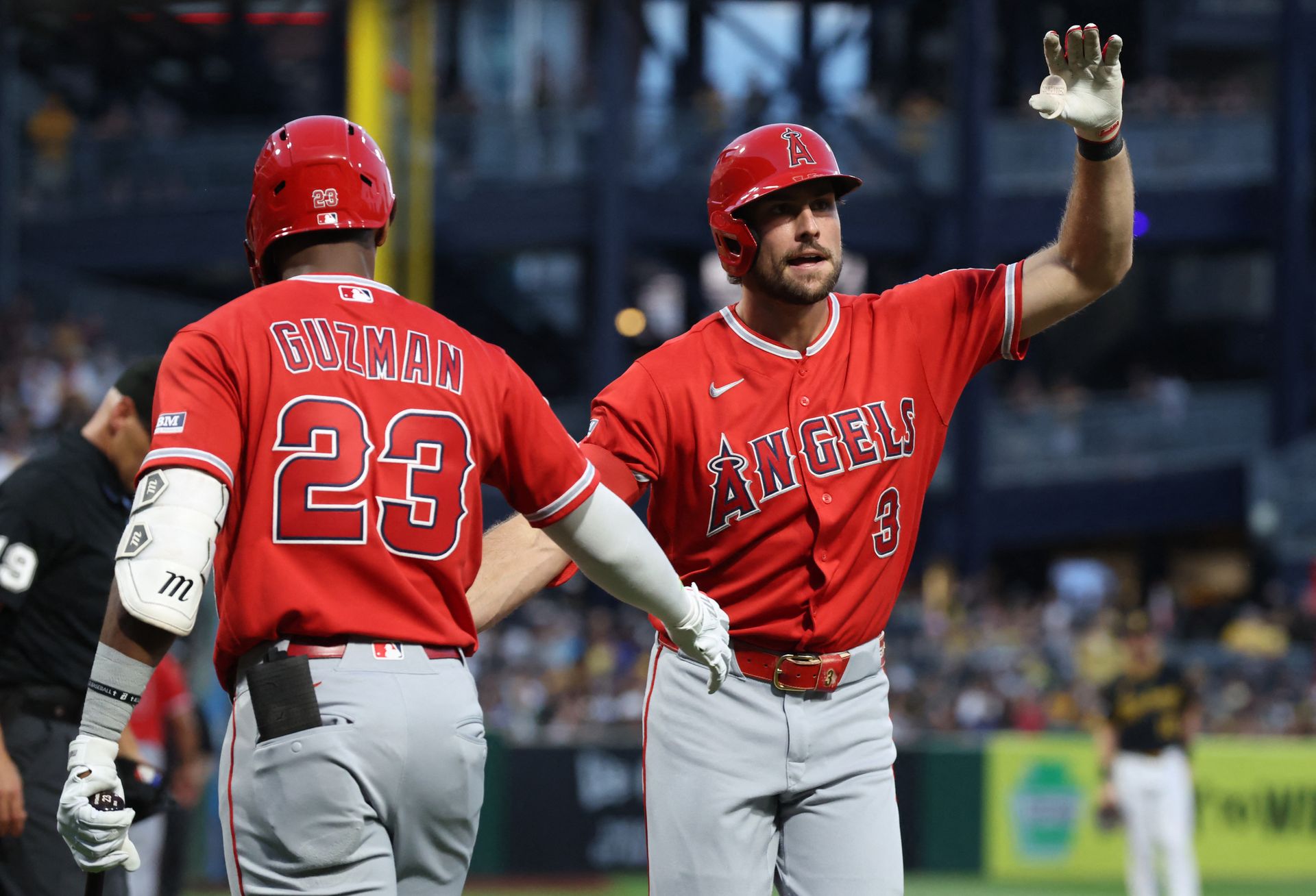 Josh Lowe celebrates a solo homer at PNC Park.