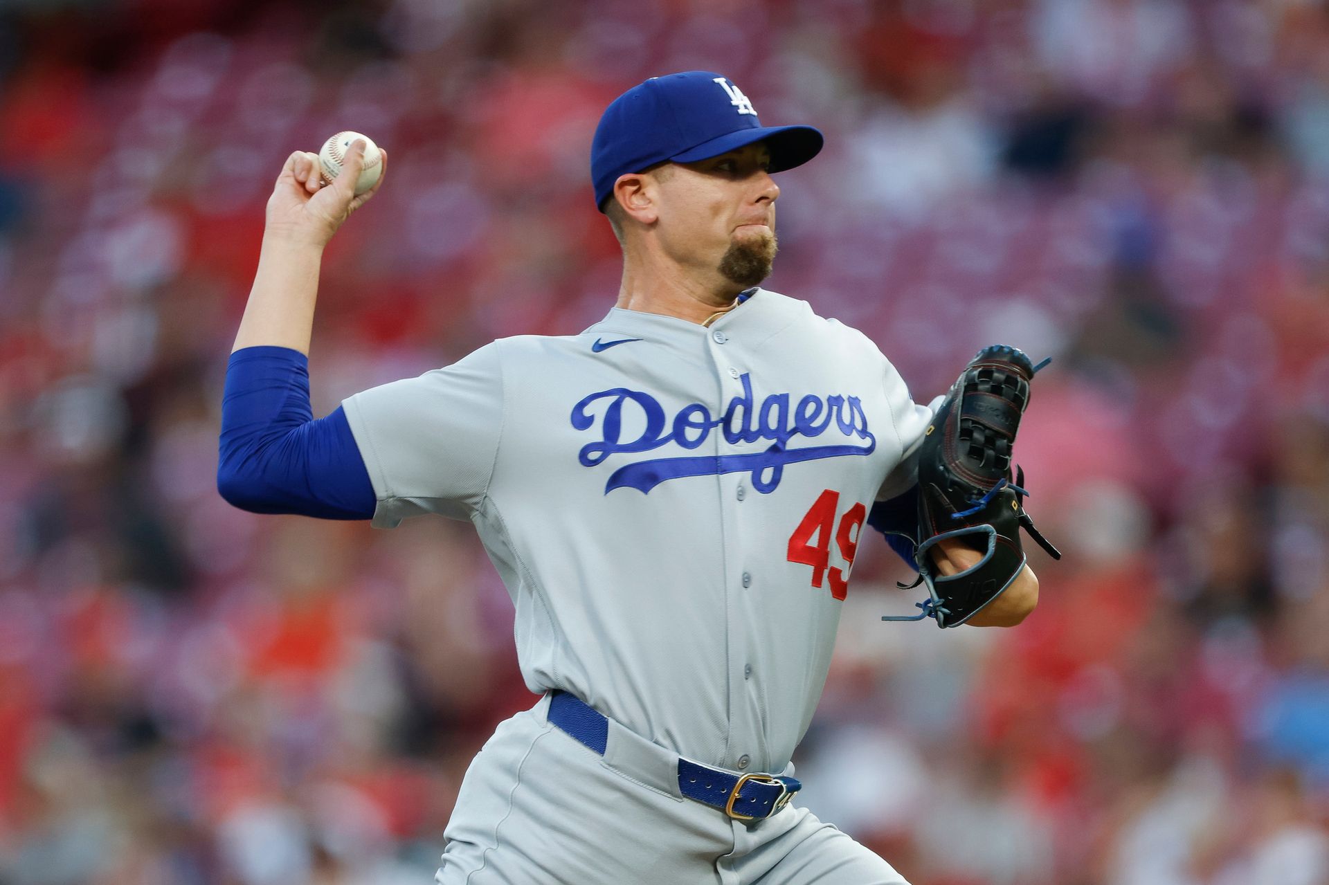 Blake Treinen pitches in game against the Reds