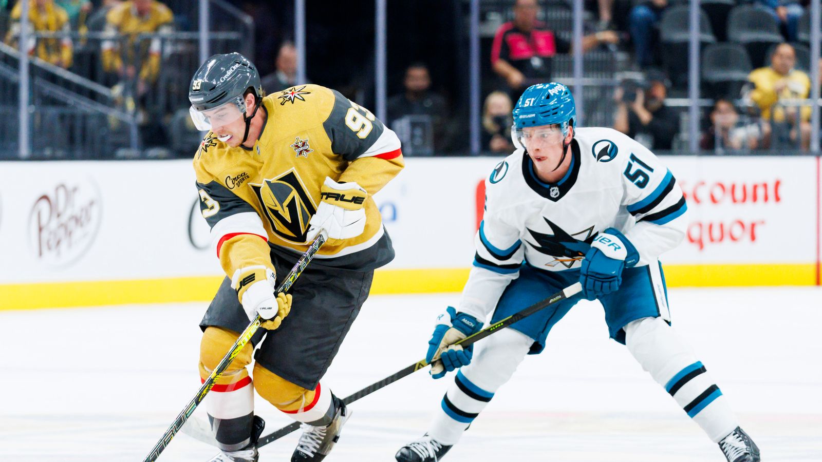 Mitch Marner skates down ice in NHL matchup