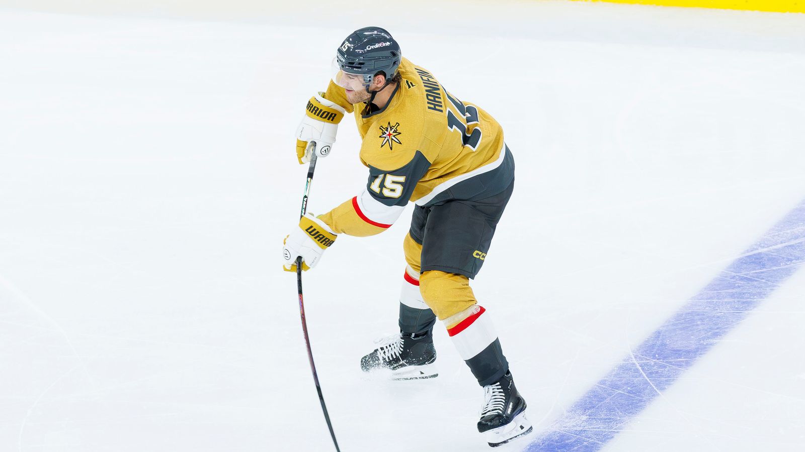 Noah Hanifin fires a shot from the blue line.
