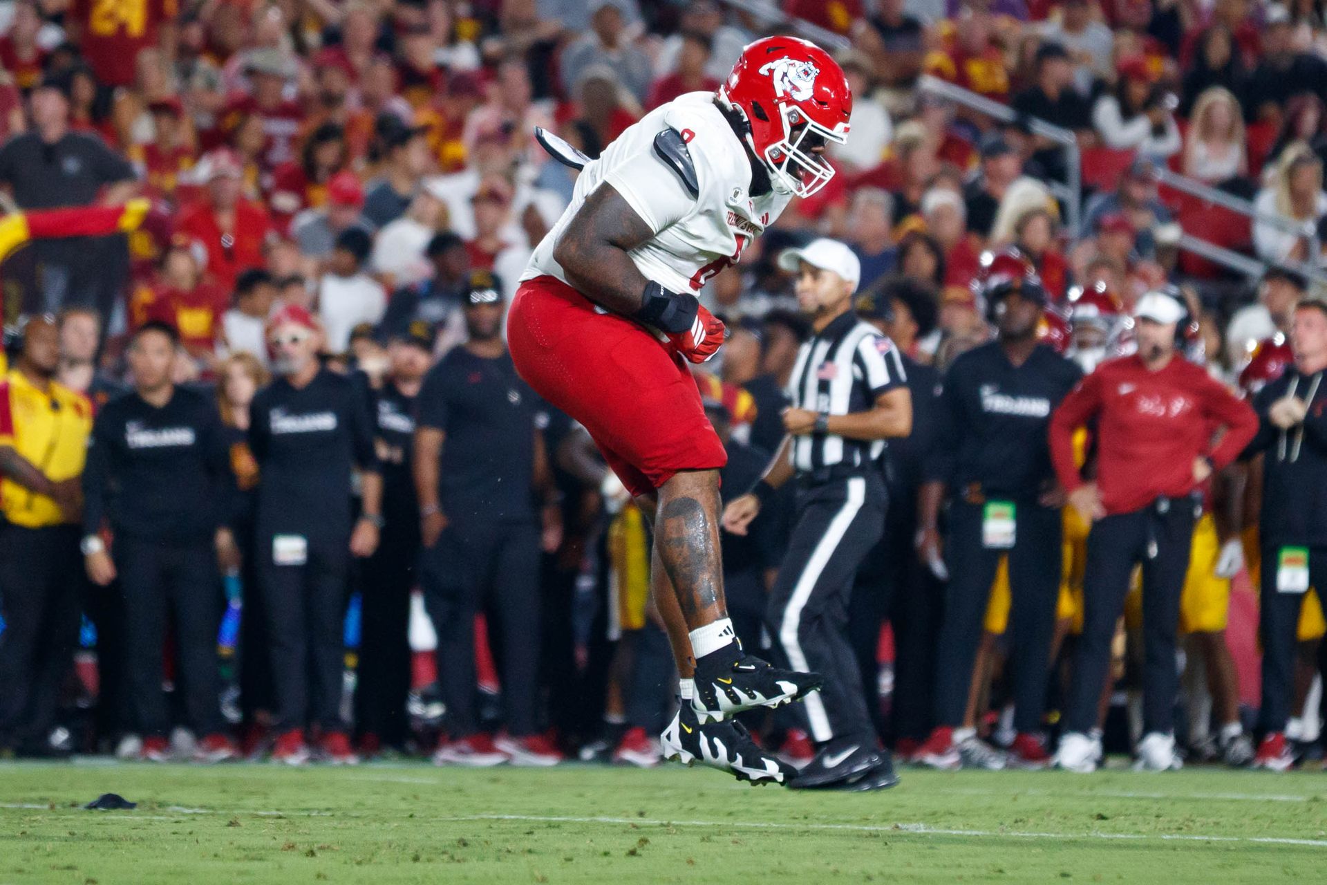 Martin Owusu's reaction after a fumble against USC