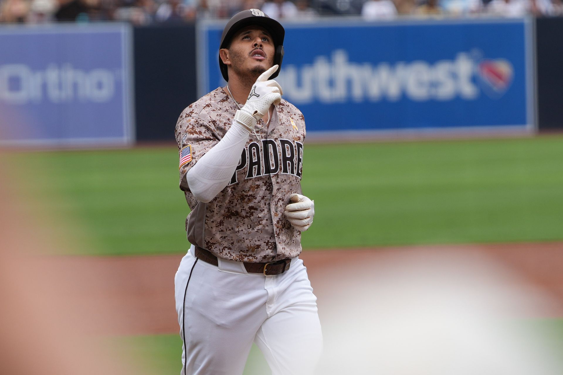 Manny Machado celebrates his home run at Petco Park