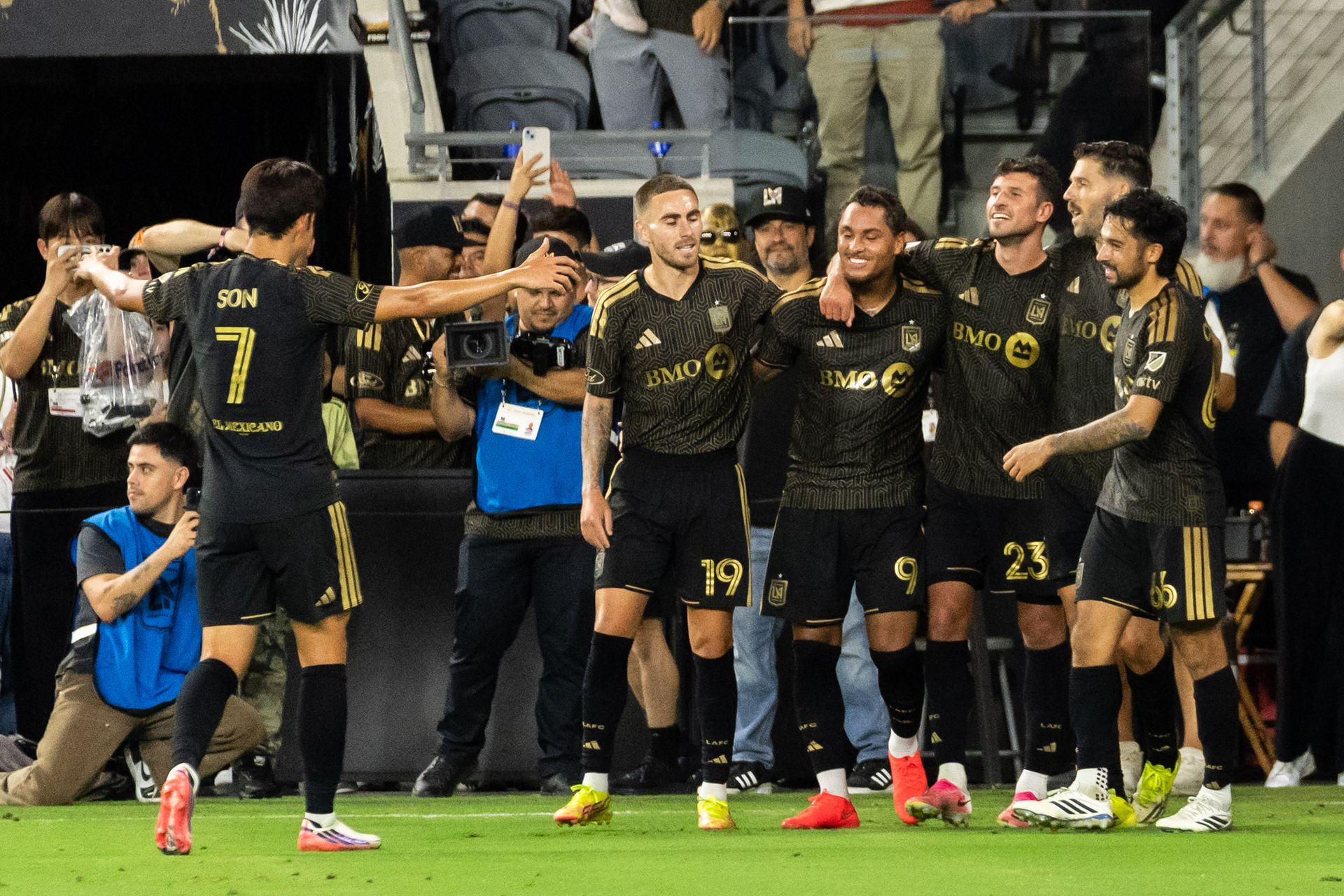 Goal celebration by LAFC against NY Red Bulls