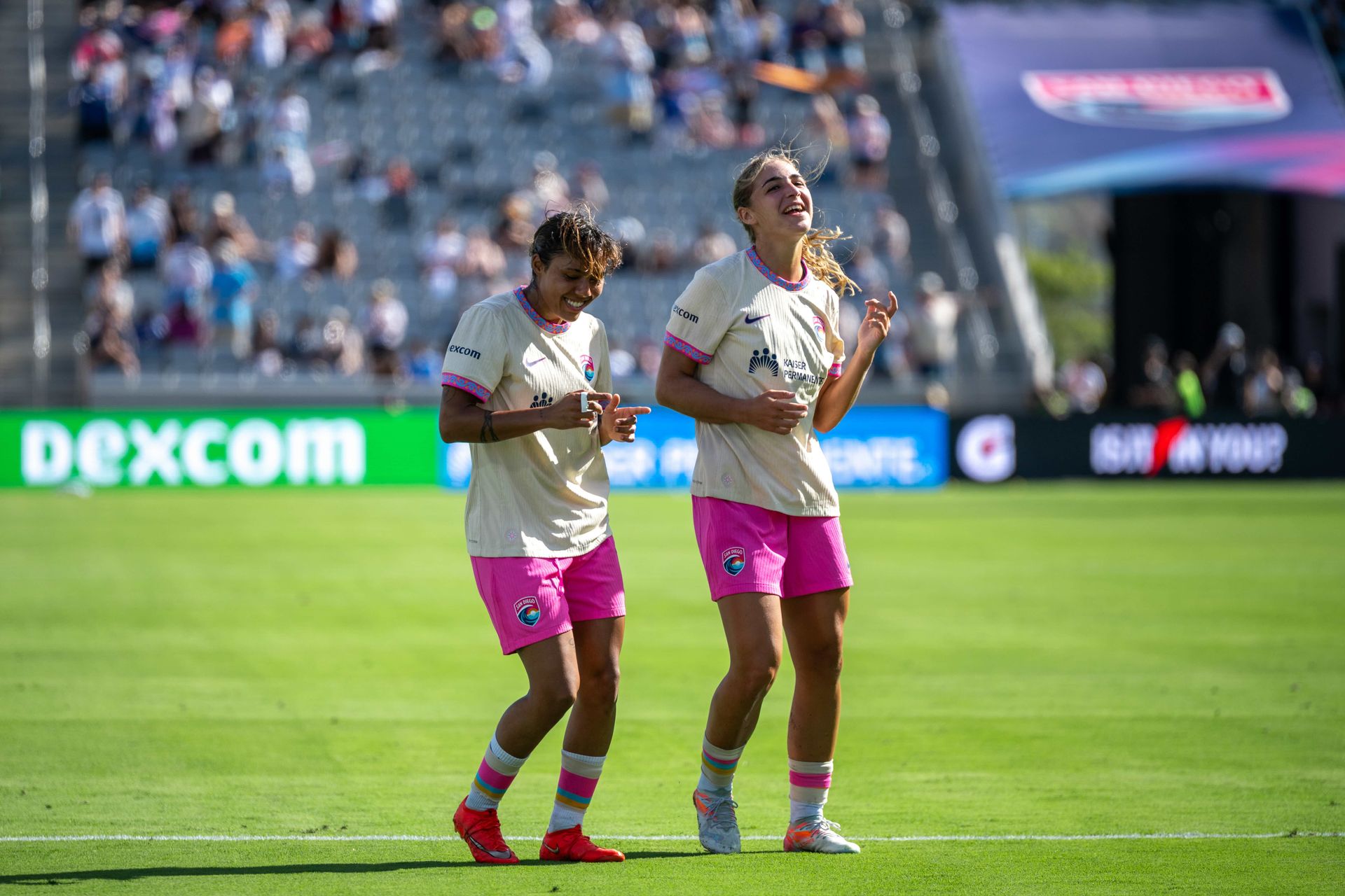 Gia Corley celebrates with Kimmi Ascanio