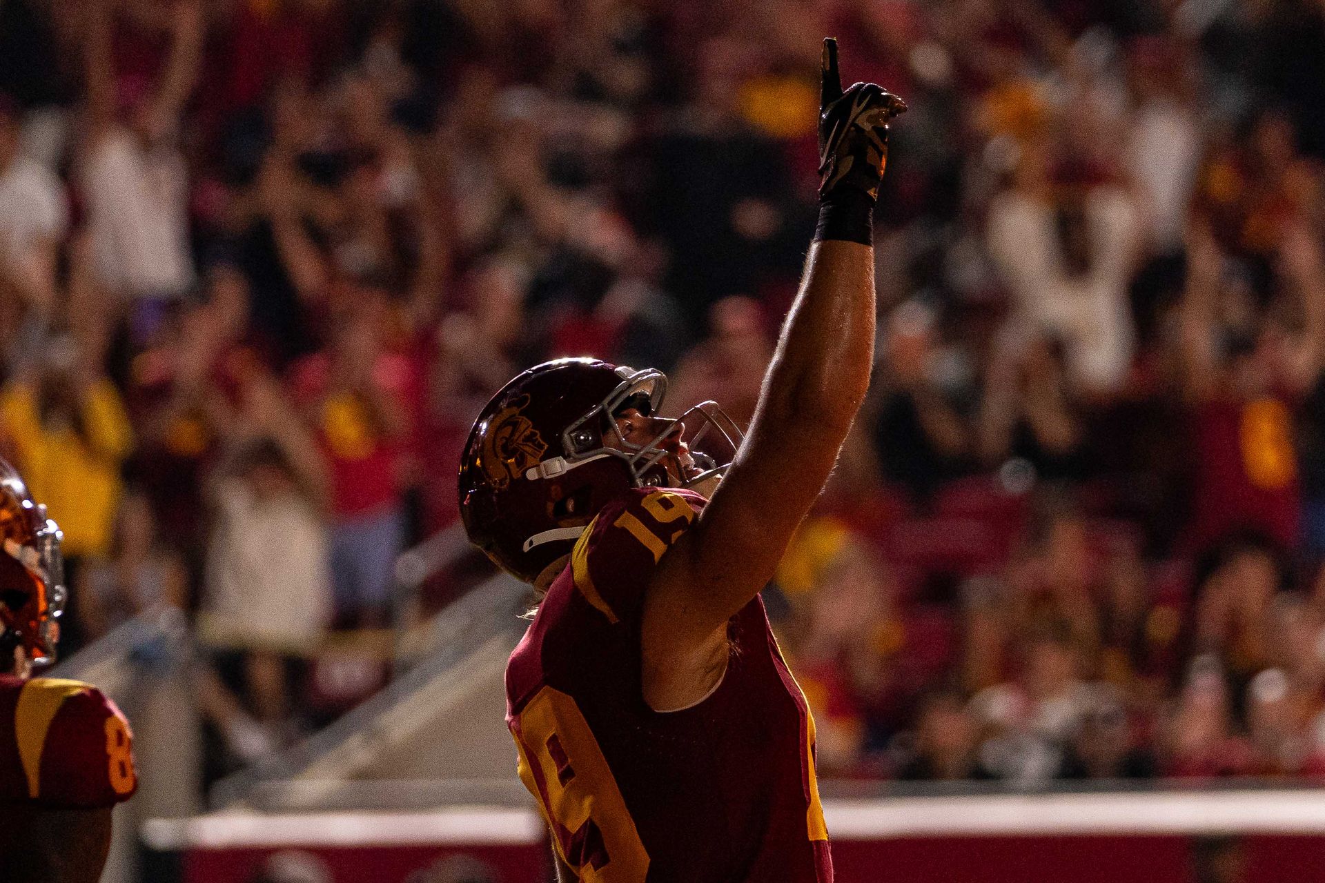 Mark Bowman celebrates touchdown for USC