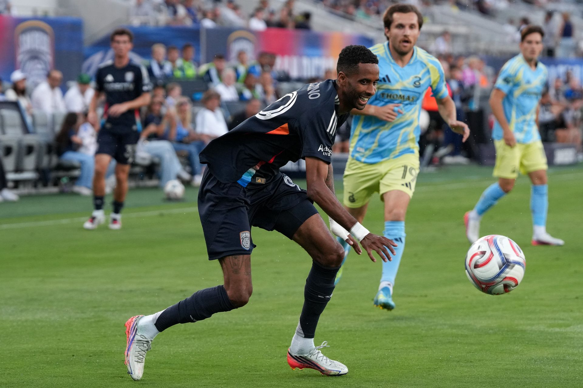 Amahl Pellegrino in action during the MLS match against Philadelphia Union