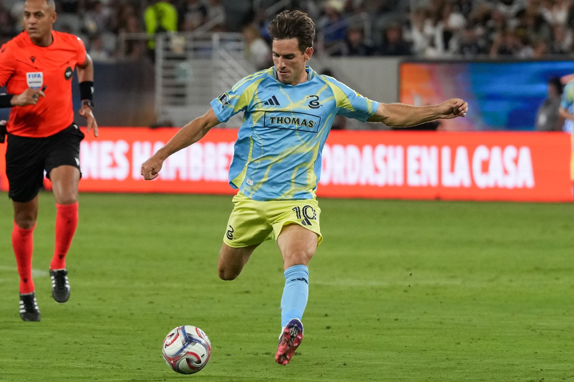Milan Iloski passes during the MLS game against San Diego FC