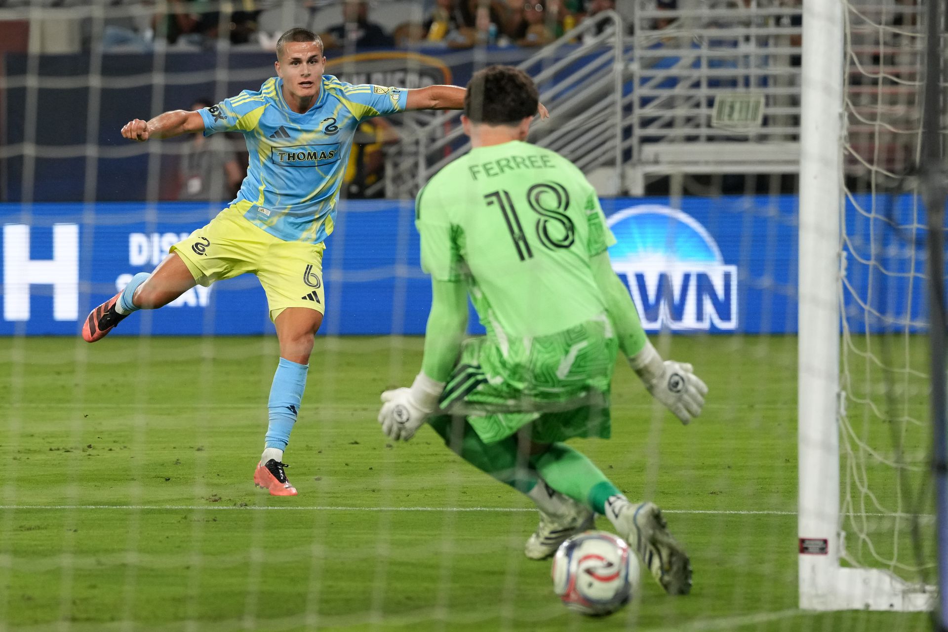 Cavan Sullivan scores during the MLS match against San Diego FC