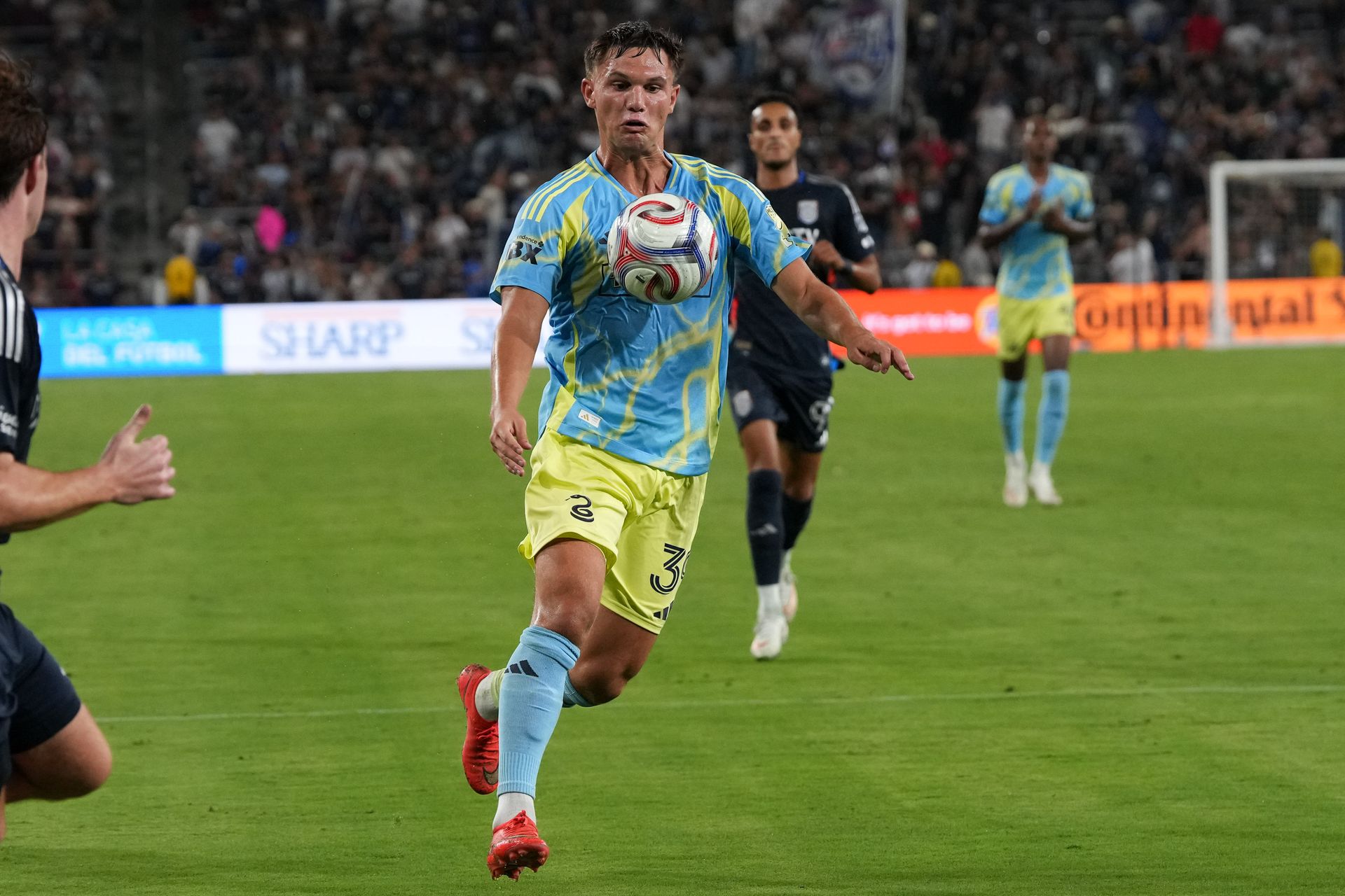 Frankie Westfield controls the ball against San Diego FC