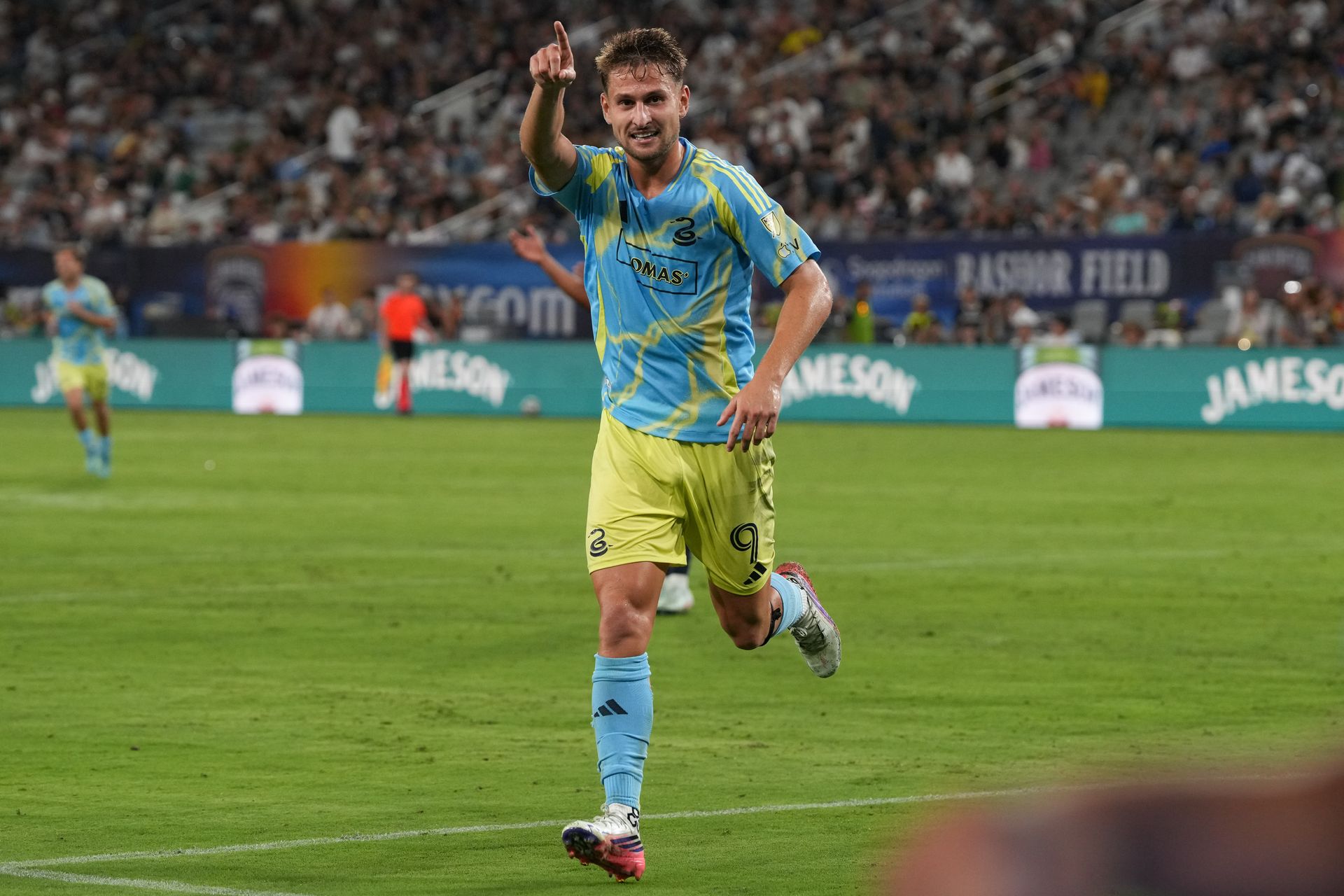 Bruno Damiani celebrates scoring against San Diego FC