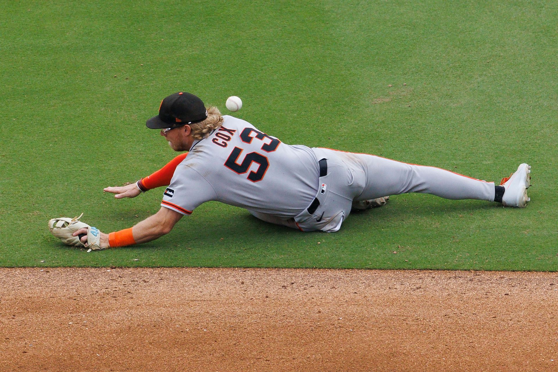 Jonah Cox #53 Dives for Ball in Dodgers Game