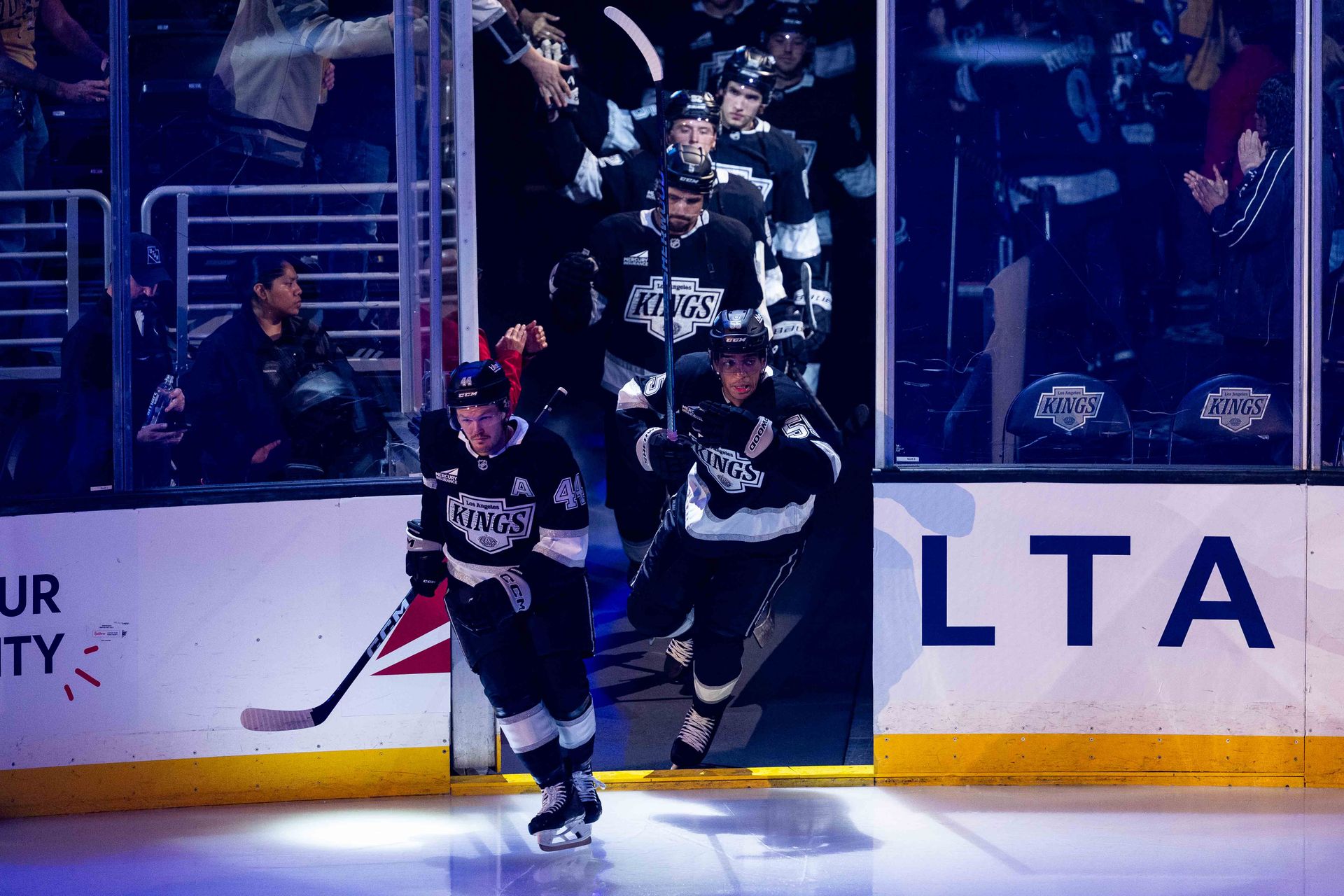 Los Angeles Kings entering the rink against Utah Mammoth, Sep 22, 2026