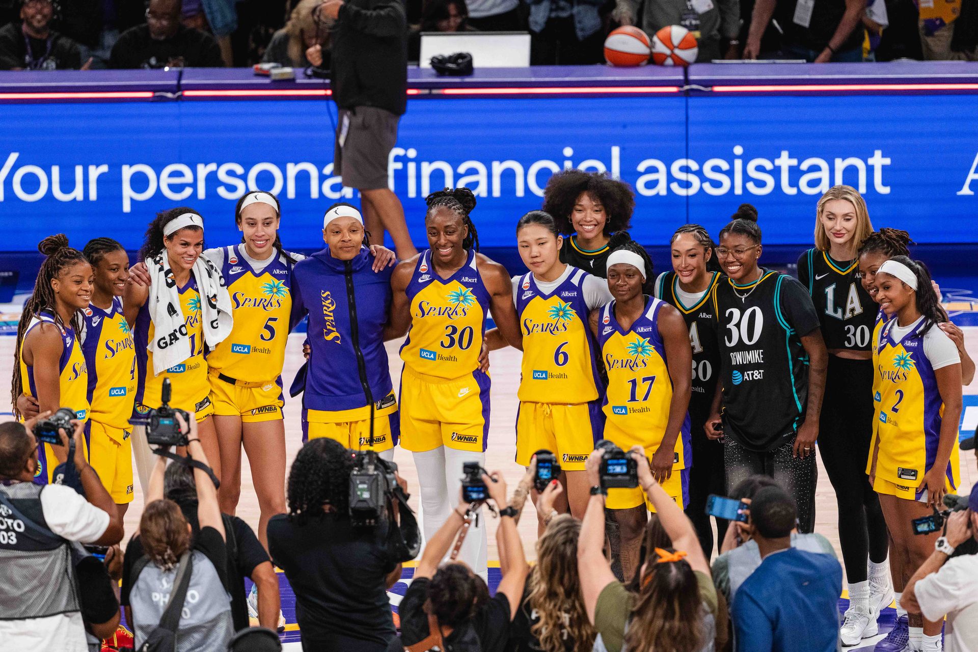 LA Sparks compete in a WNBA game against Valkyries